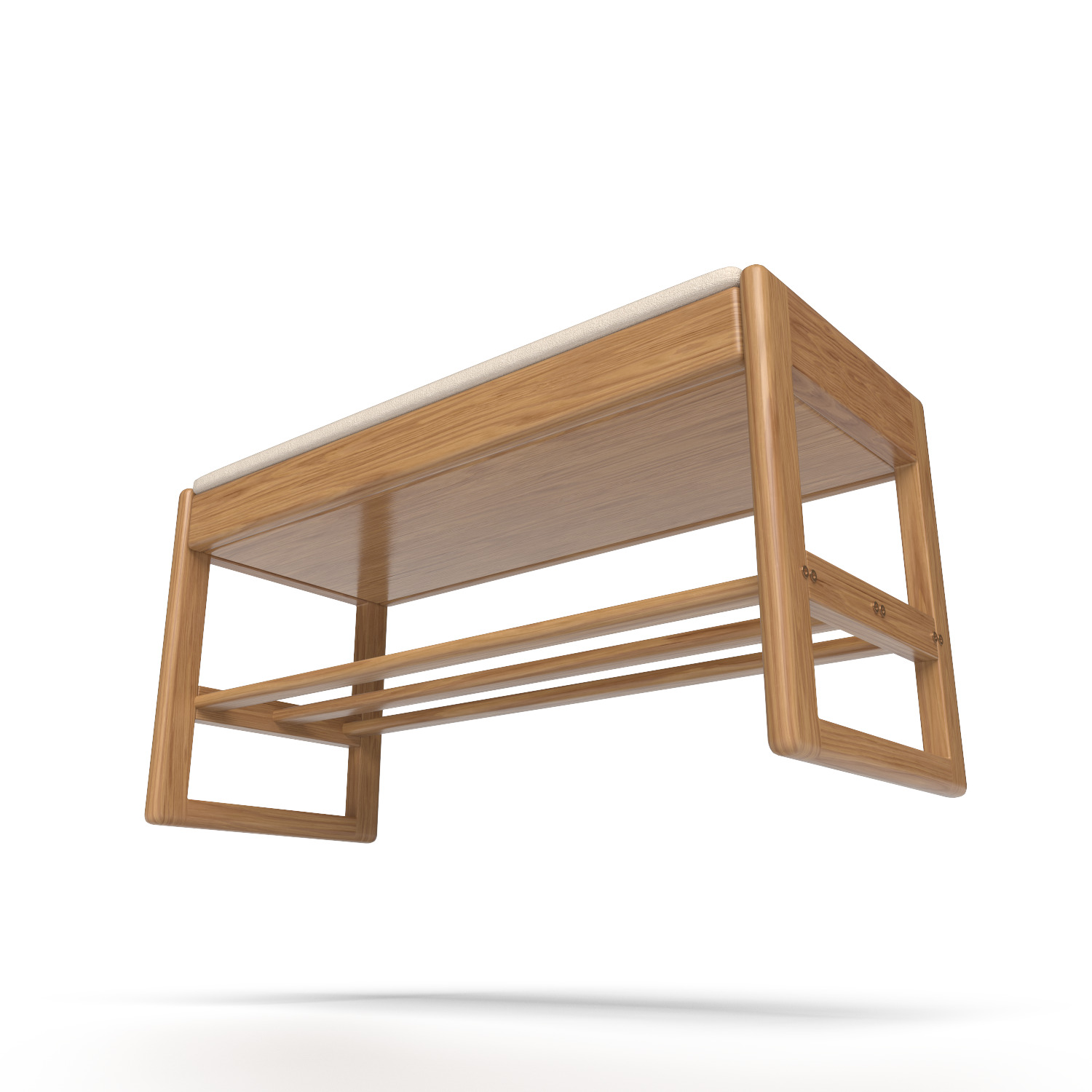 Shoe Rack Bench with Cotton-Linen Cushion 3D model_3