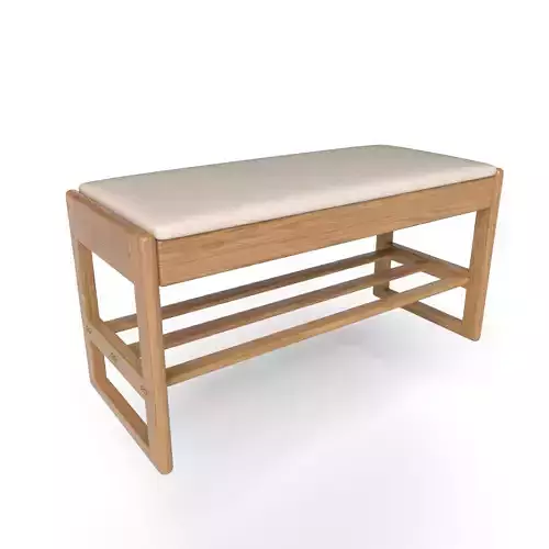 Shoe Rack Bench with Cotton-Linen Cushion