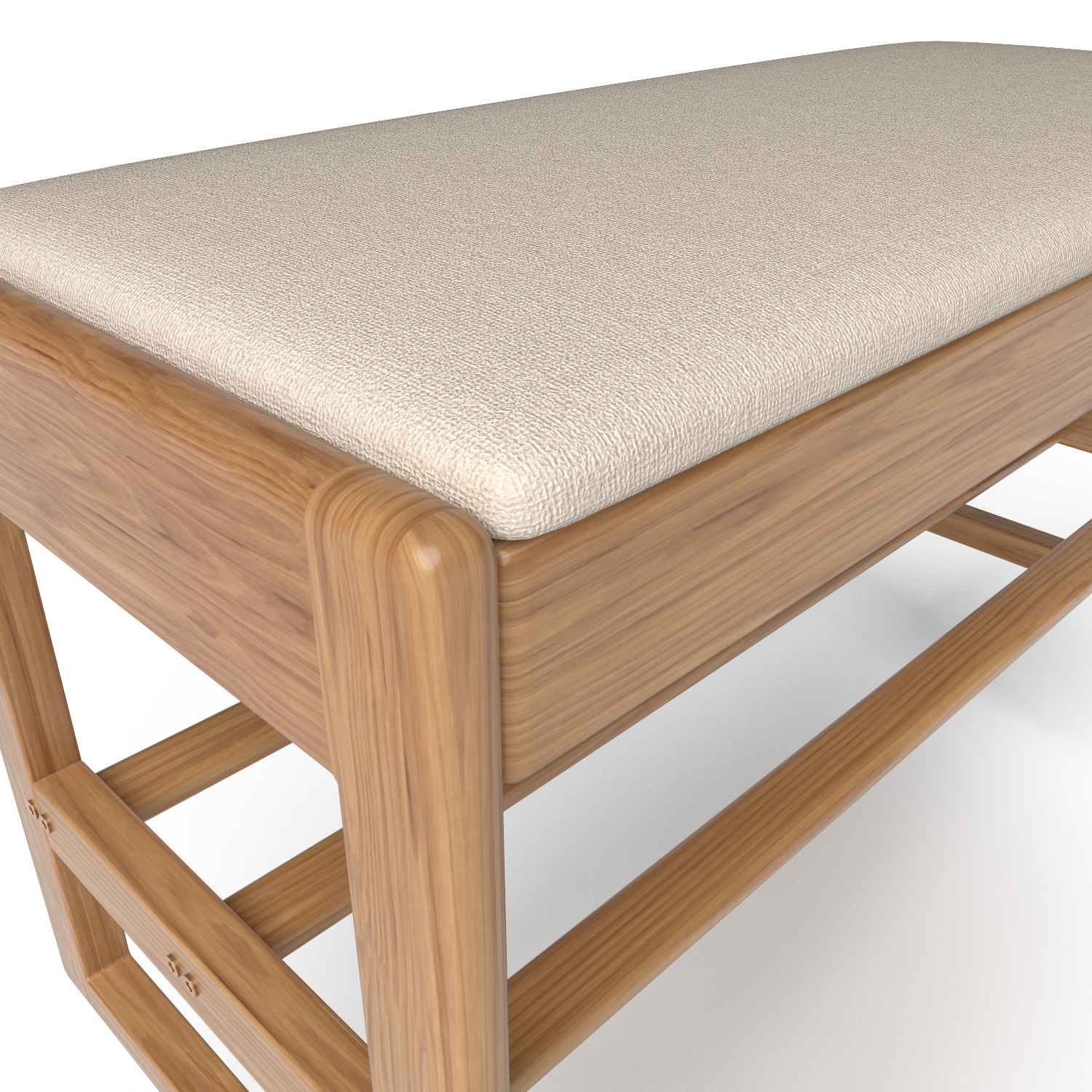 Shoe Rack Bench with Cotton-Linen Cushion 3D model_2
