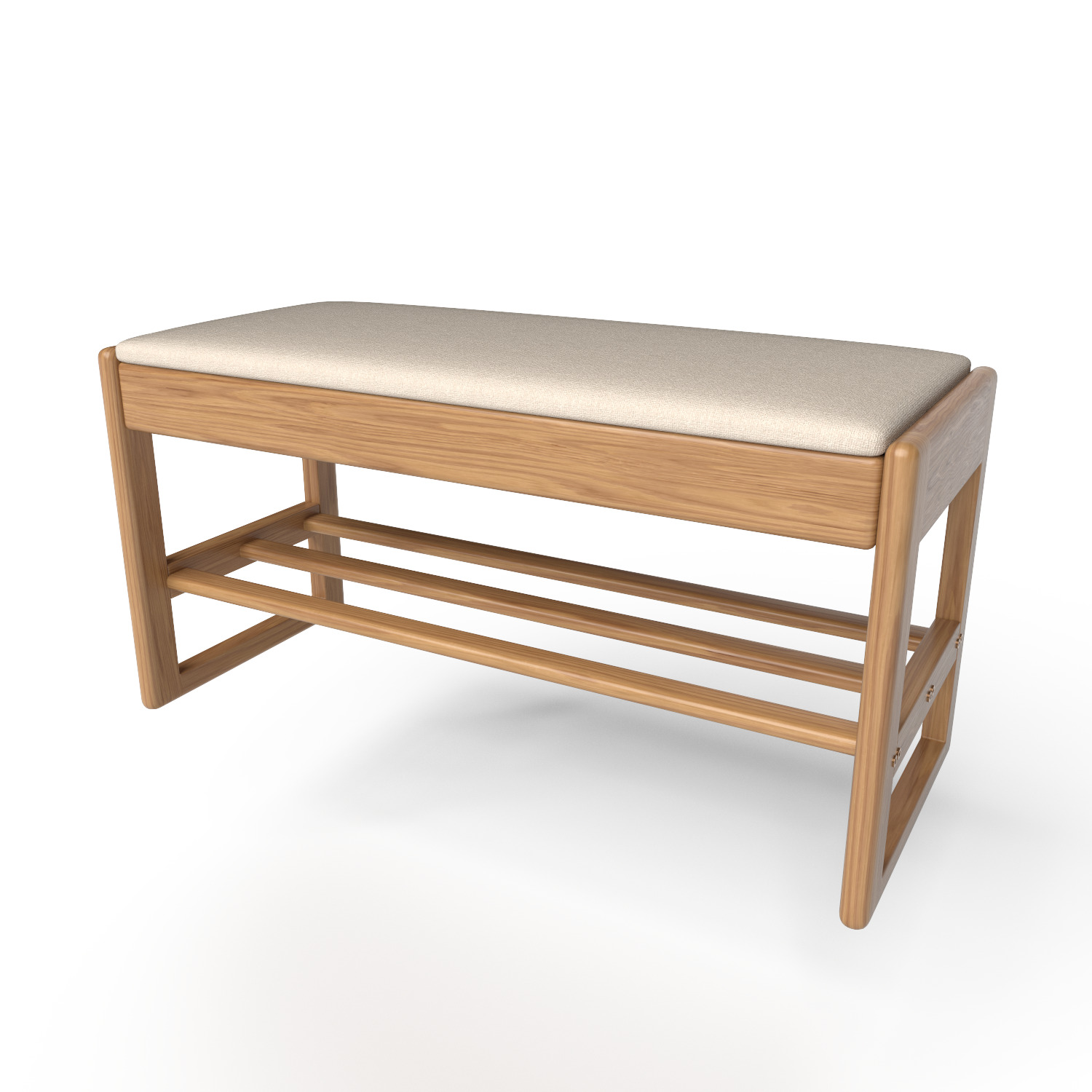 Shoe Rack Bench with Cotton-Linen Cushion 3D model_1