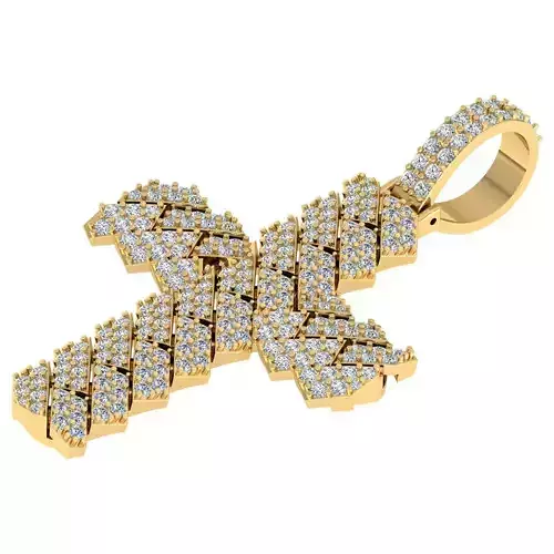 Iced-Out Diamond Cross Pendant 3D print model