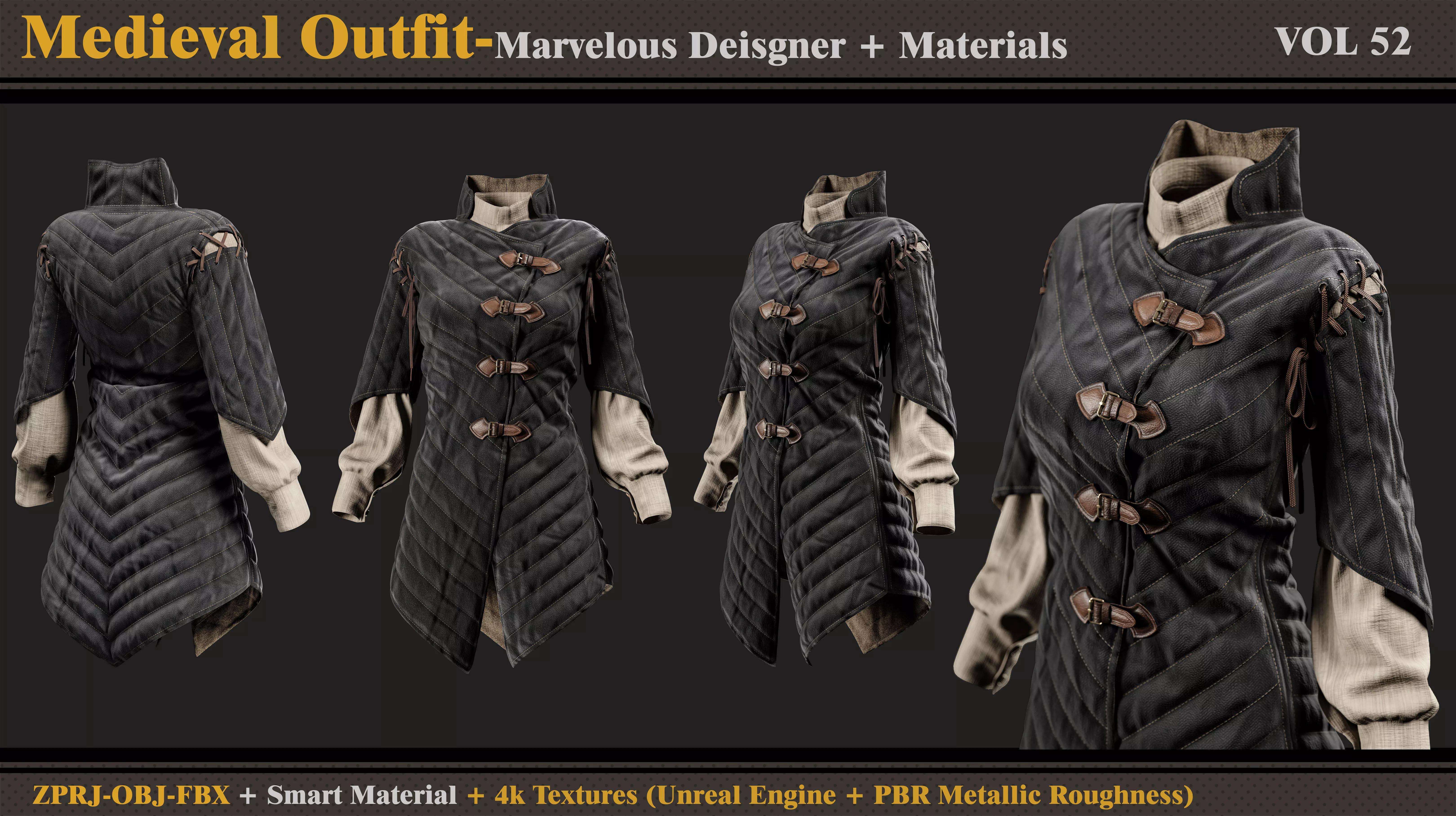 Medieval Outfit-MD-Clo3d -Smart Material-Textures- OBJ-FBX 3D model_0