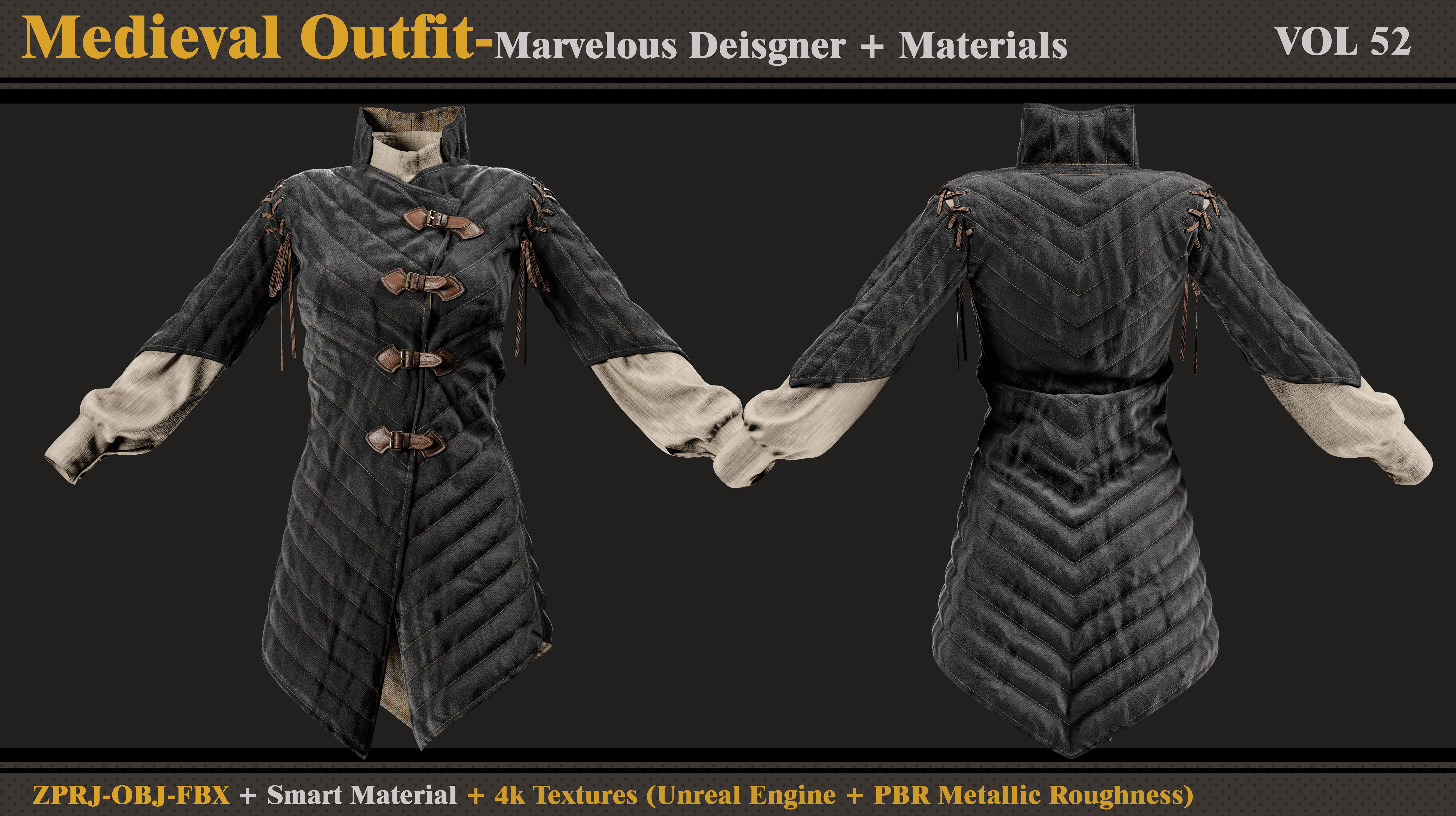 Medieval Outfit-MD-Clo3d -Smart Material-Textures- OBJ-FBX 3D model_1