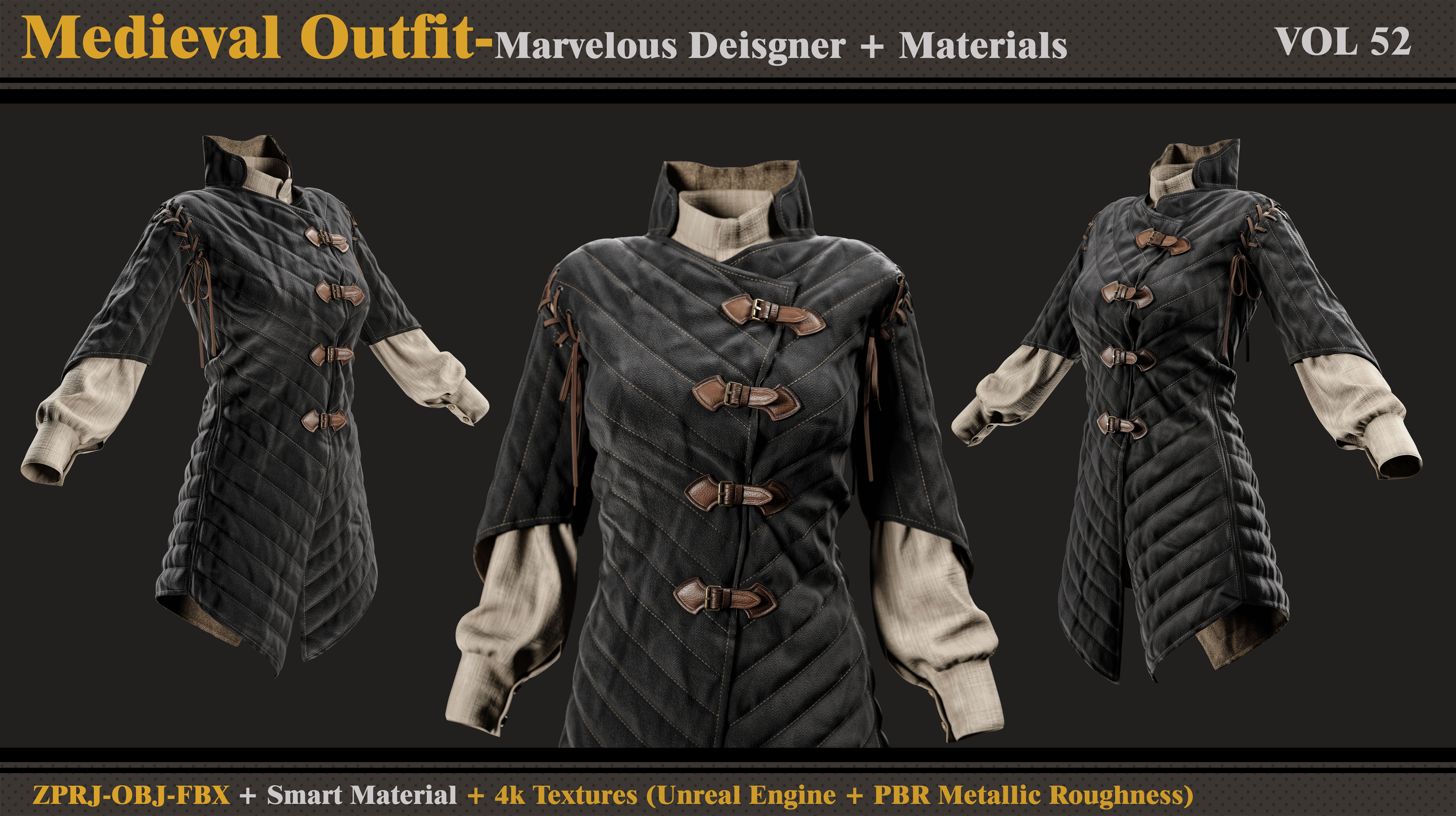 Medieval Outfit-MD-Clo3d -Smart Material-Textures- OBJ-FBX 3D model_2