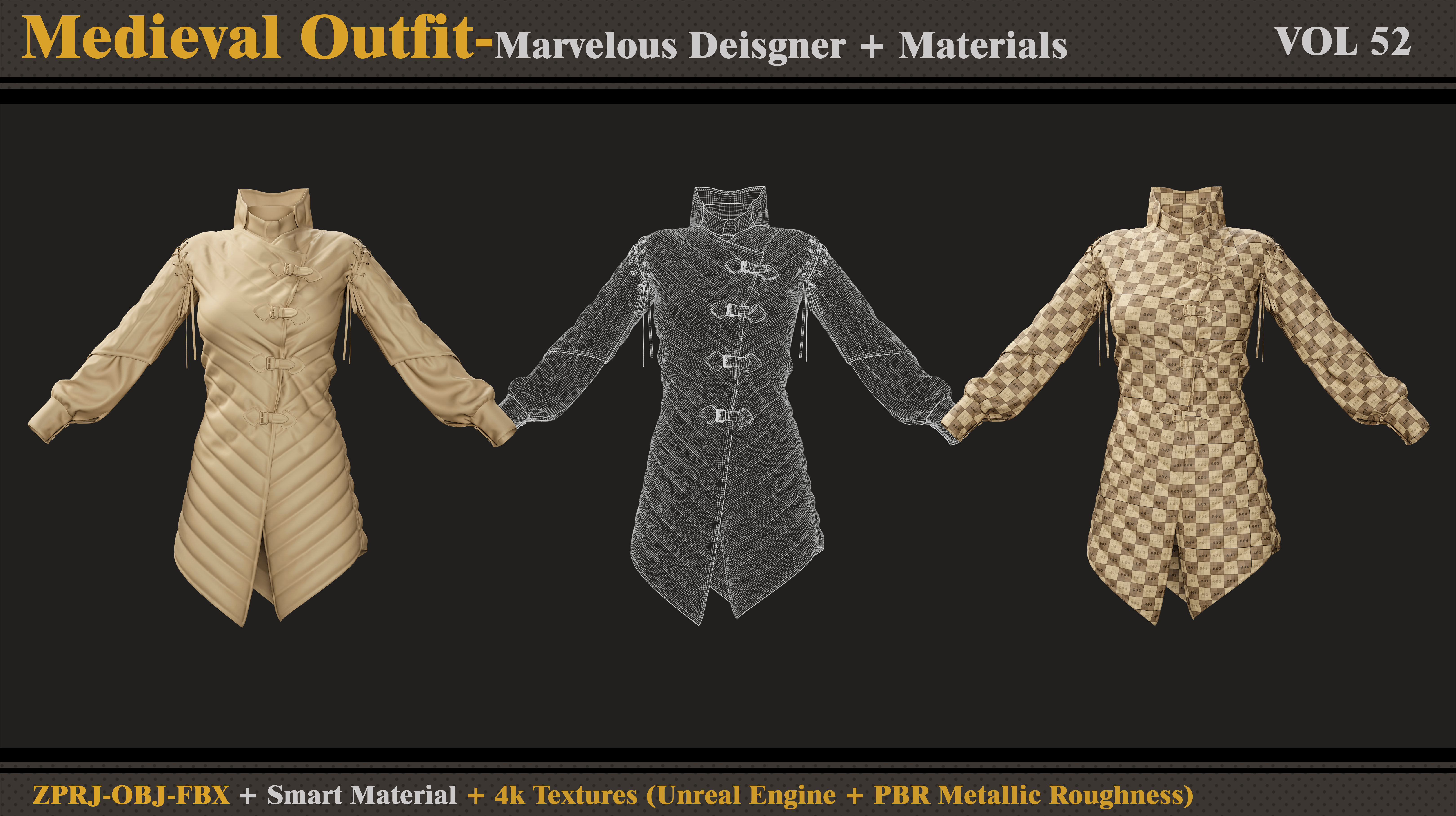 Medieval Outfit-MD-Clo3d -Smart Material-Textures- OBJ-FBX 3D model_3