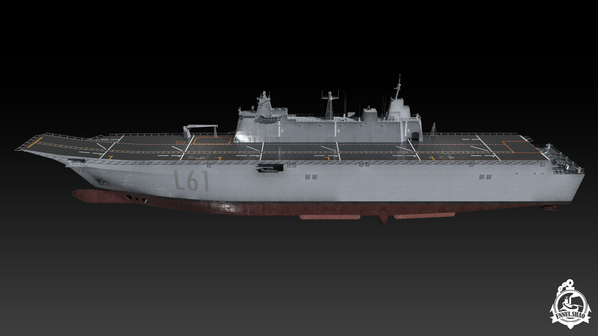 SPS Juan Carlos I aircraft carrier game ready model Low-poly 3D model_6