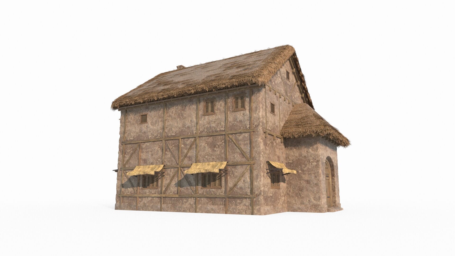 Medieval architectural buildings 3D model_1