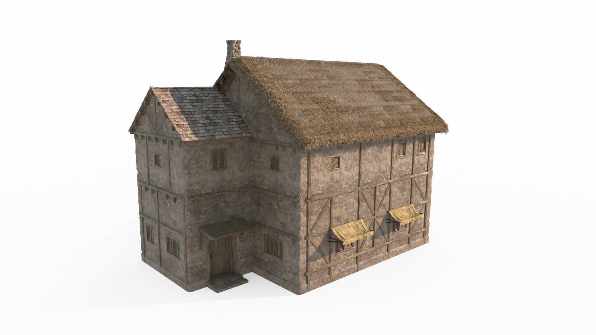Medieval architectural buildings 3D model_3