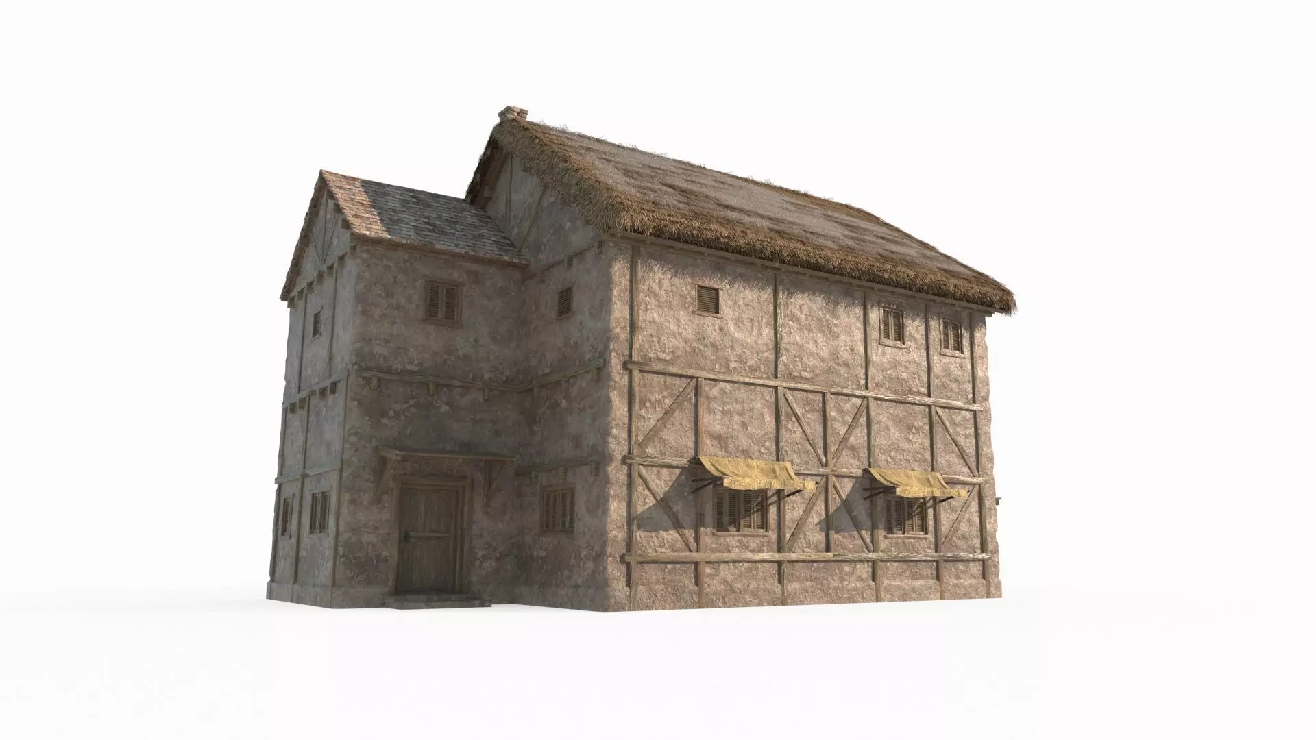 Medieval architectural buildings 3D model_0