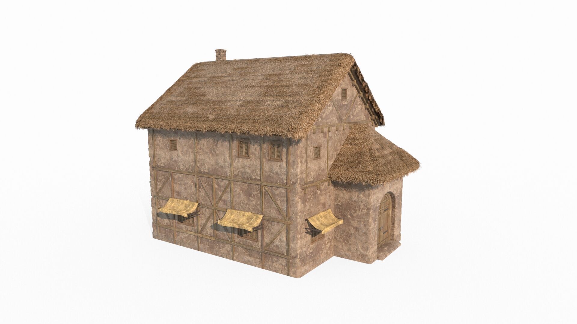 Medieval architectural buildings 3D model_2