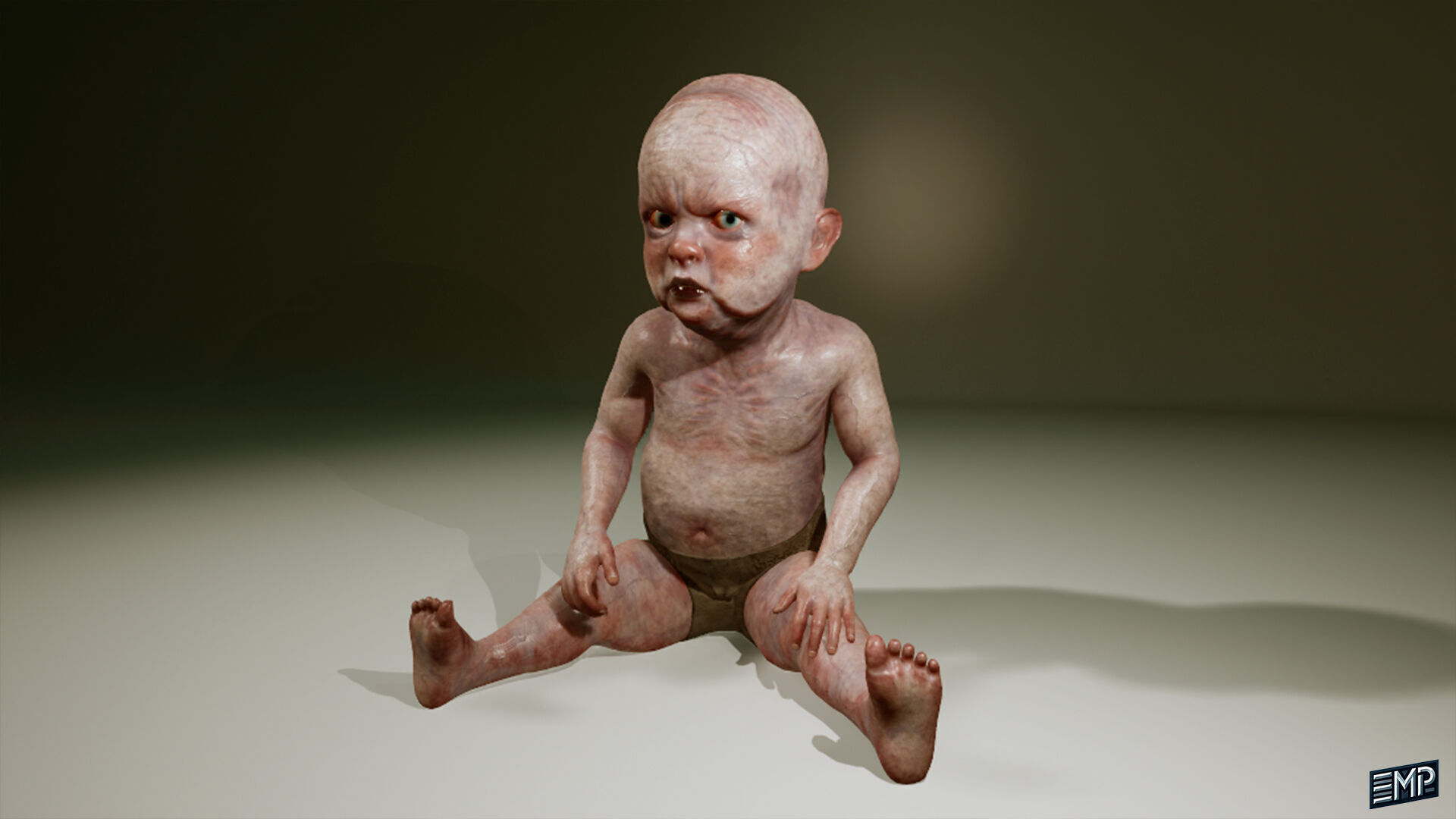 The Creepy baby game character for Horror games Low-poly 3D model_5