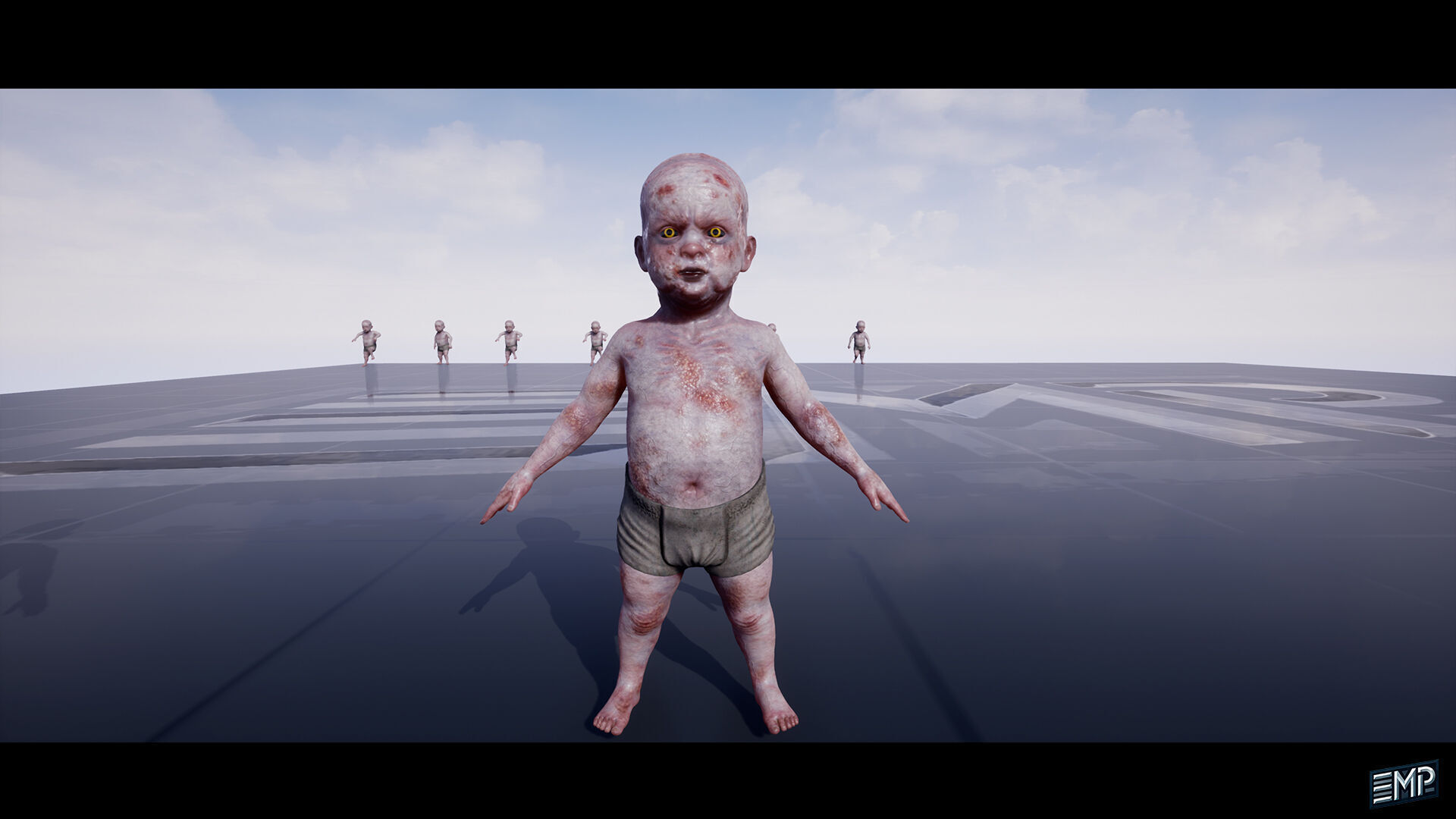 The Creepy baby game character for Horror games Low-poly 3D model_12