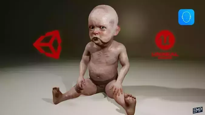 The Creepy baby game character for Horror games