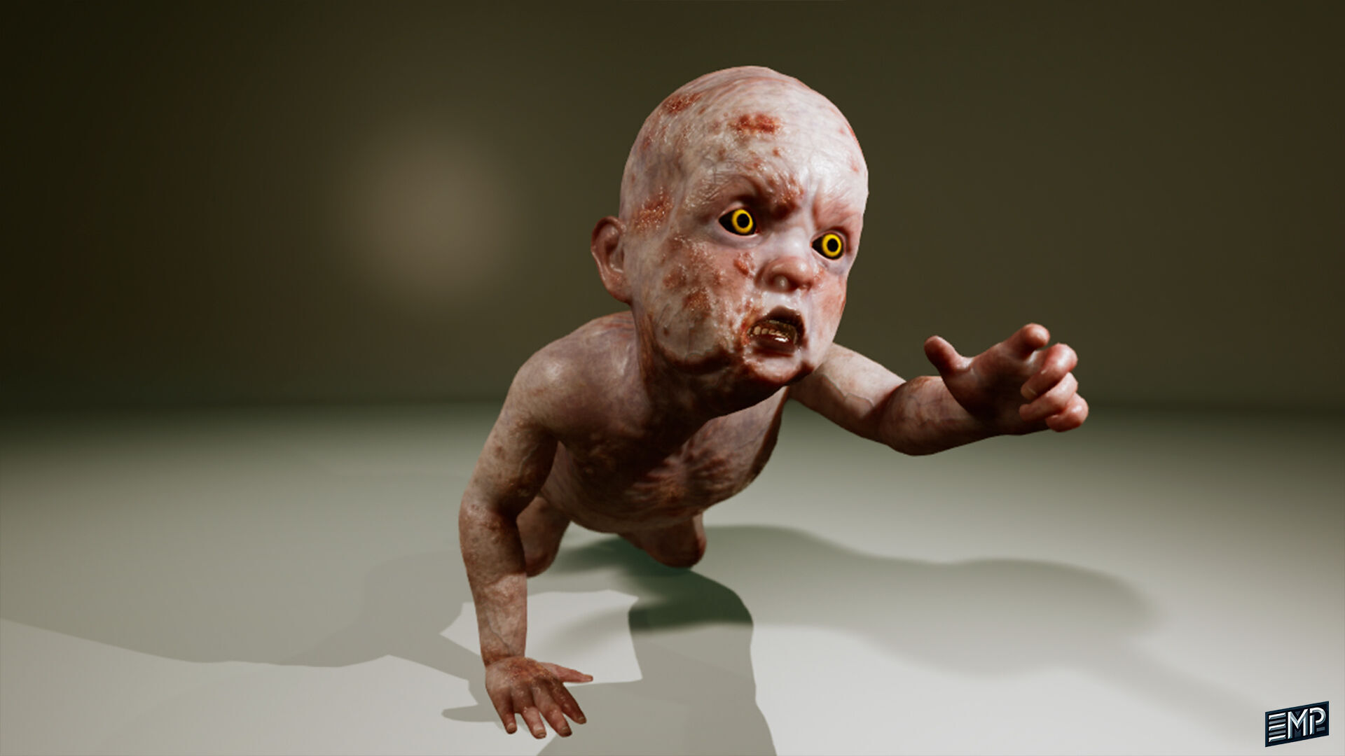 The Creepy baby game character for Horror games Low-poly 3D model_10