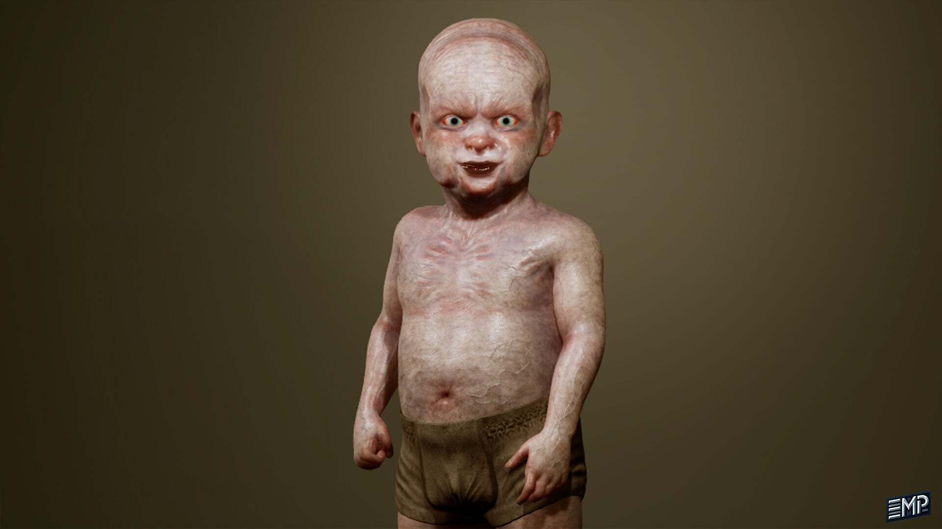 The Creepy baby game character for Horror games Low-poly 3D model_7