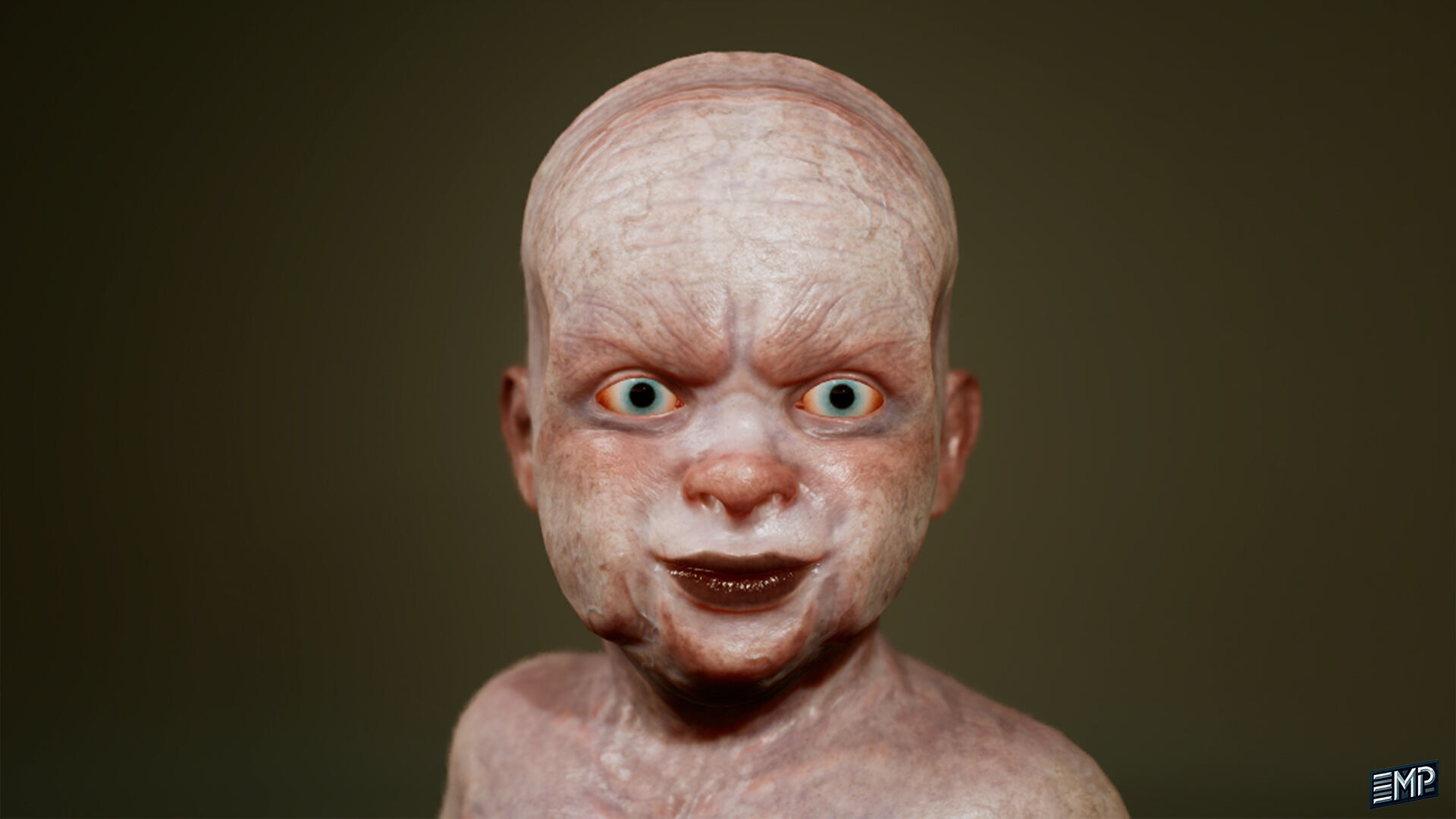 The Creepy baby game character for Horror games Low-poly 3D model_6