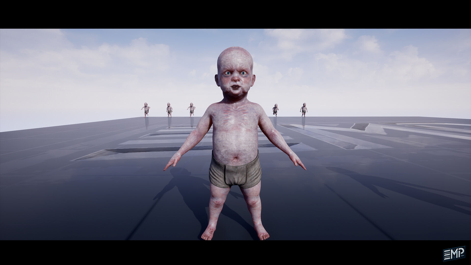 The Creepy baby game character for Horror games Low-poly 3D model_13