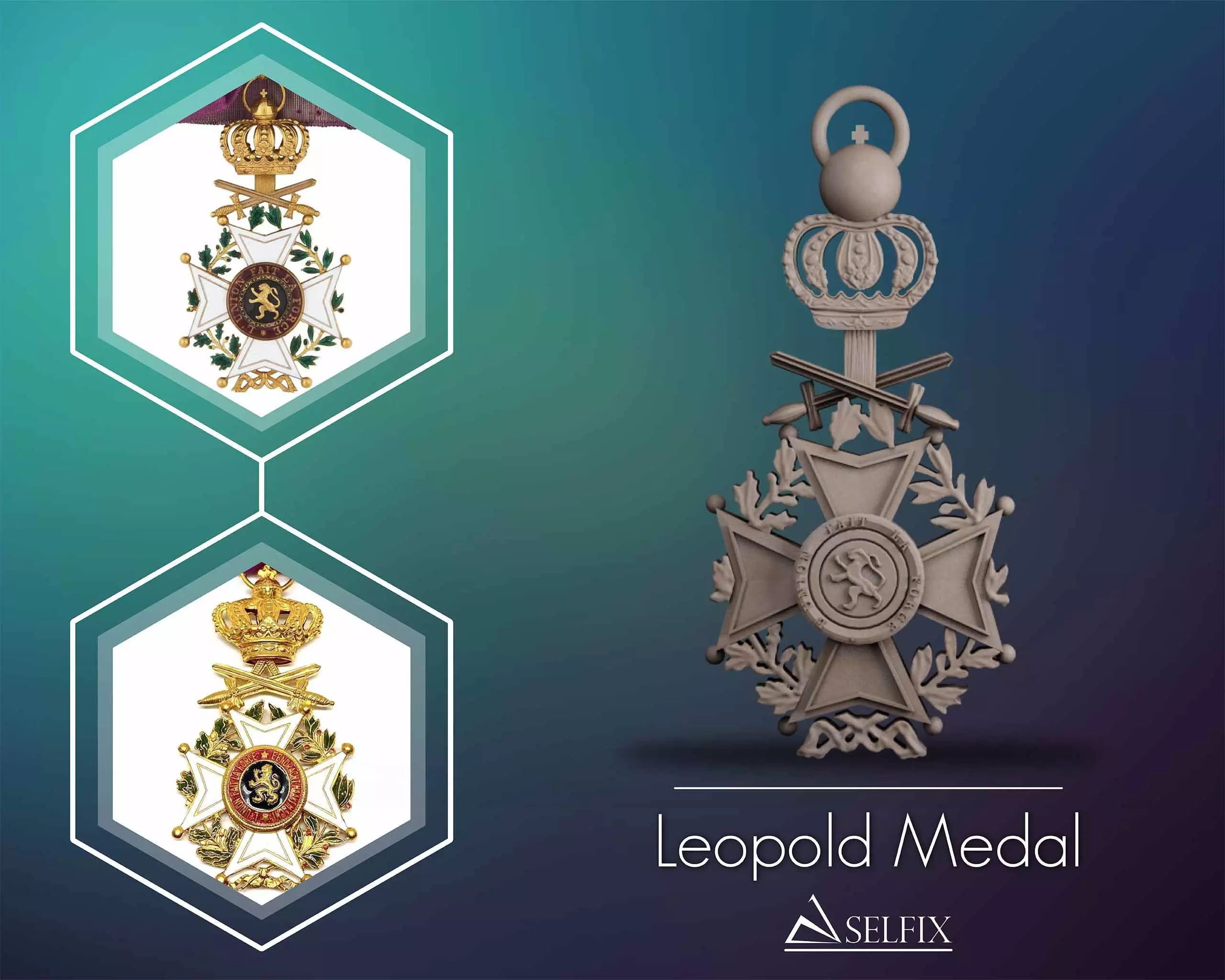 Order of Leopold II Medal 3D print model_0