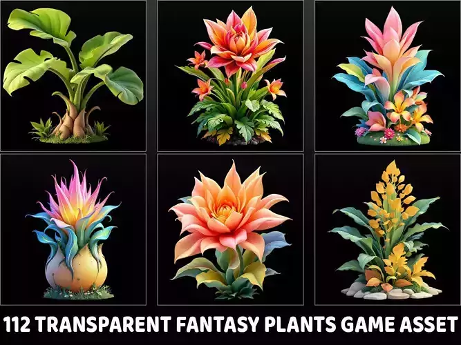 112 Transparent Fantasy Plant Game Assets Texture