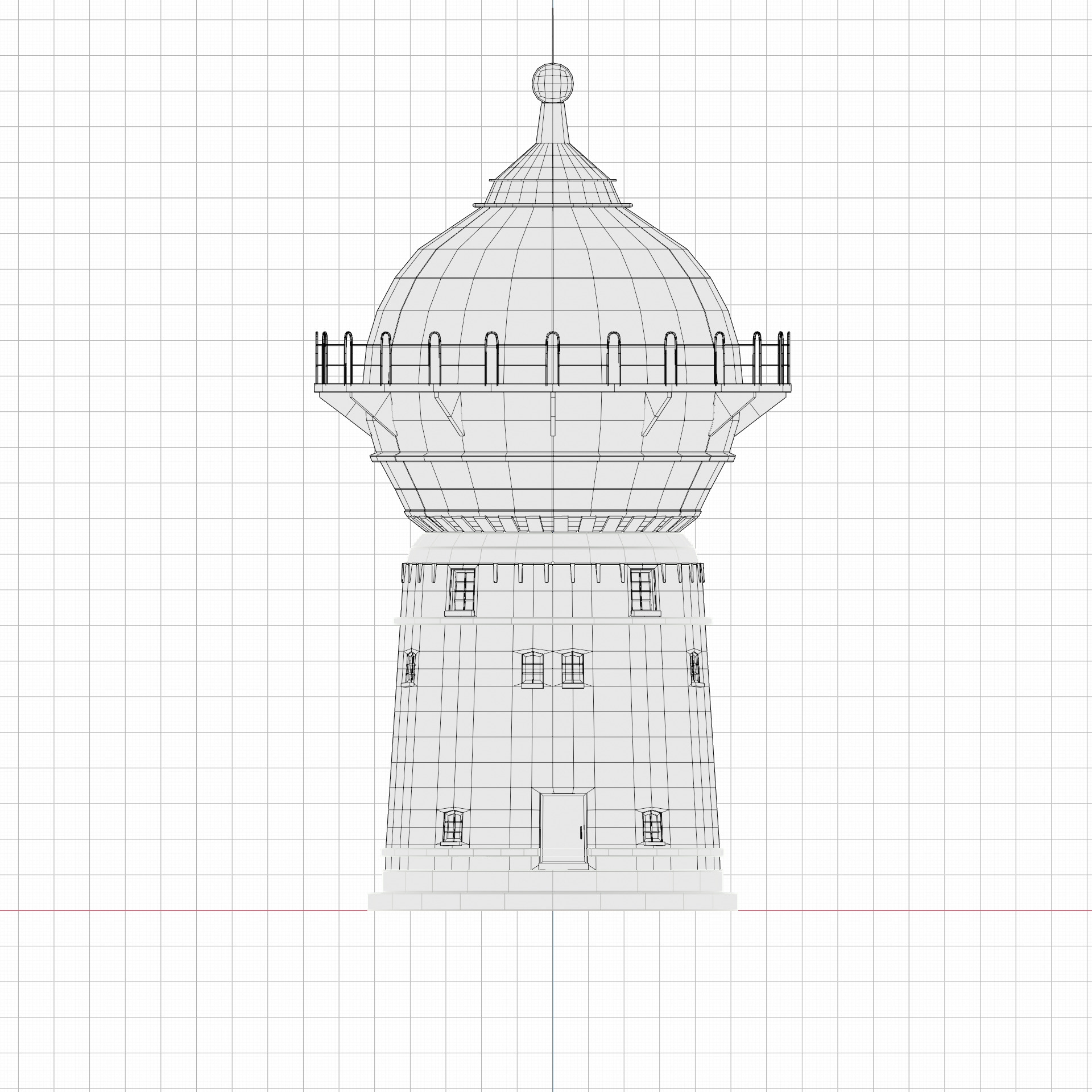 Water Tower Low-poly 3D model_47