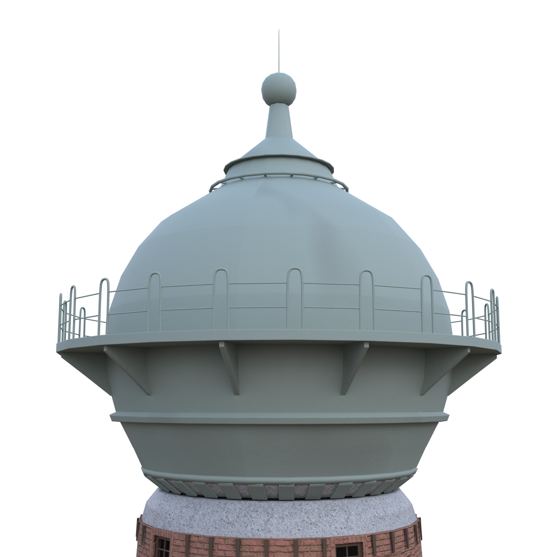 Water Tower Low-poly 3D model_1