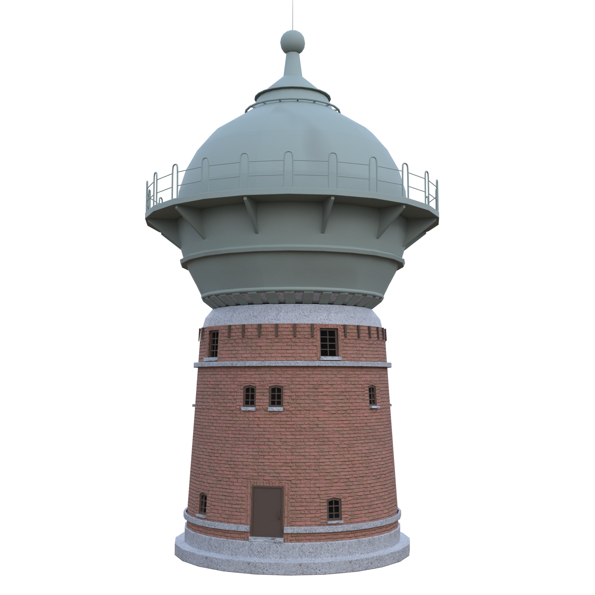 Water Tower Low-poly 3D model_6