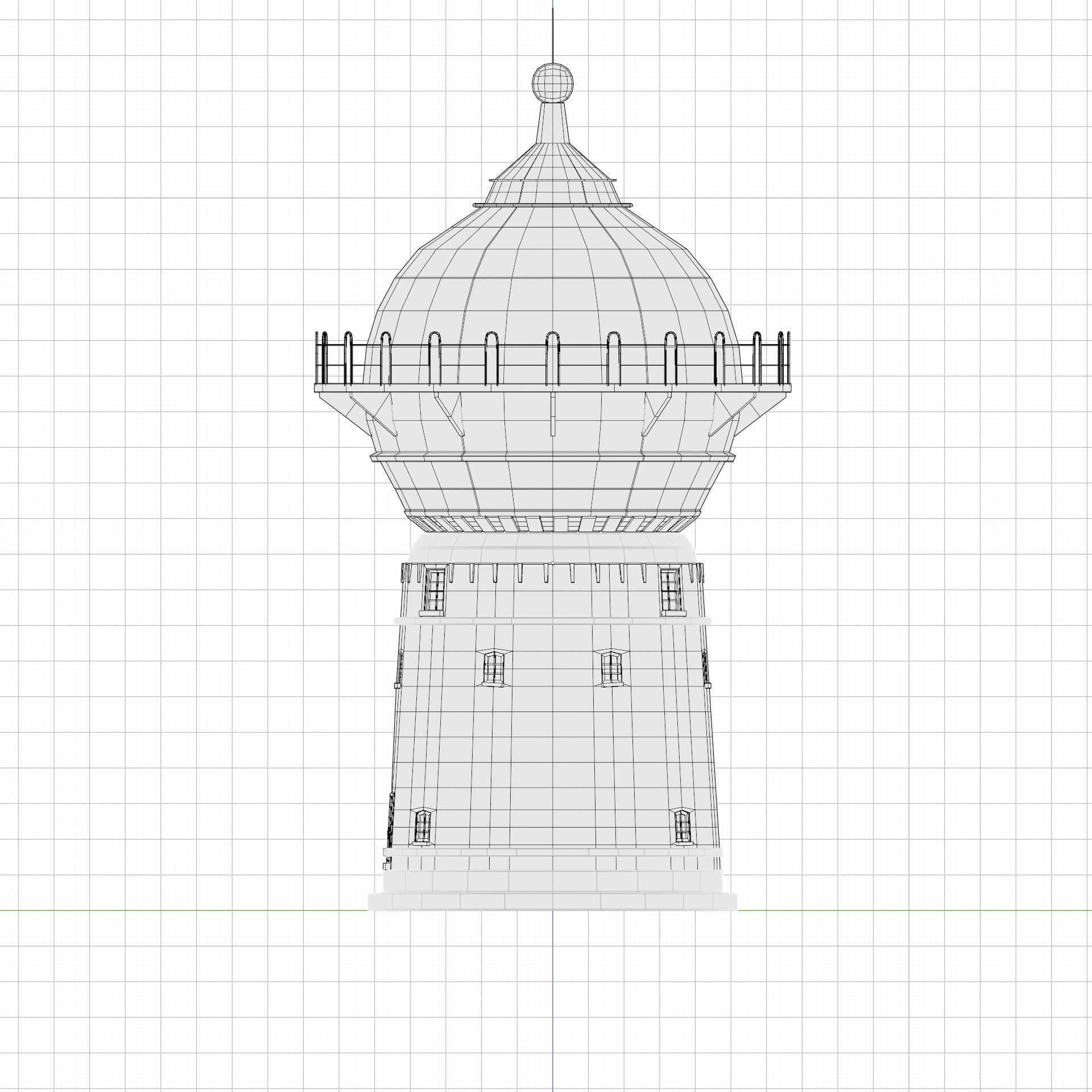 Water Tower Low-poly 3D model_48
