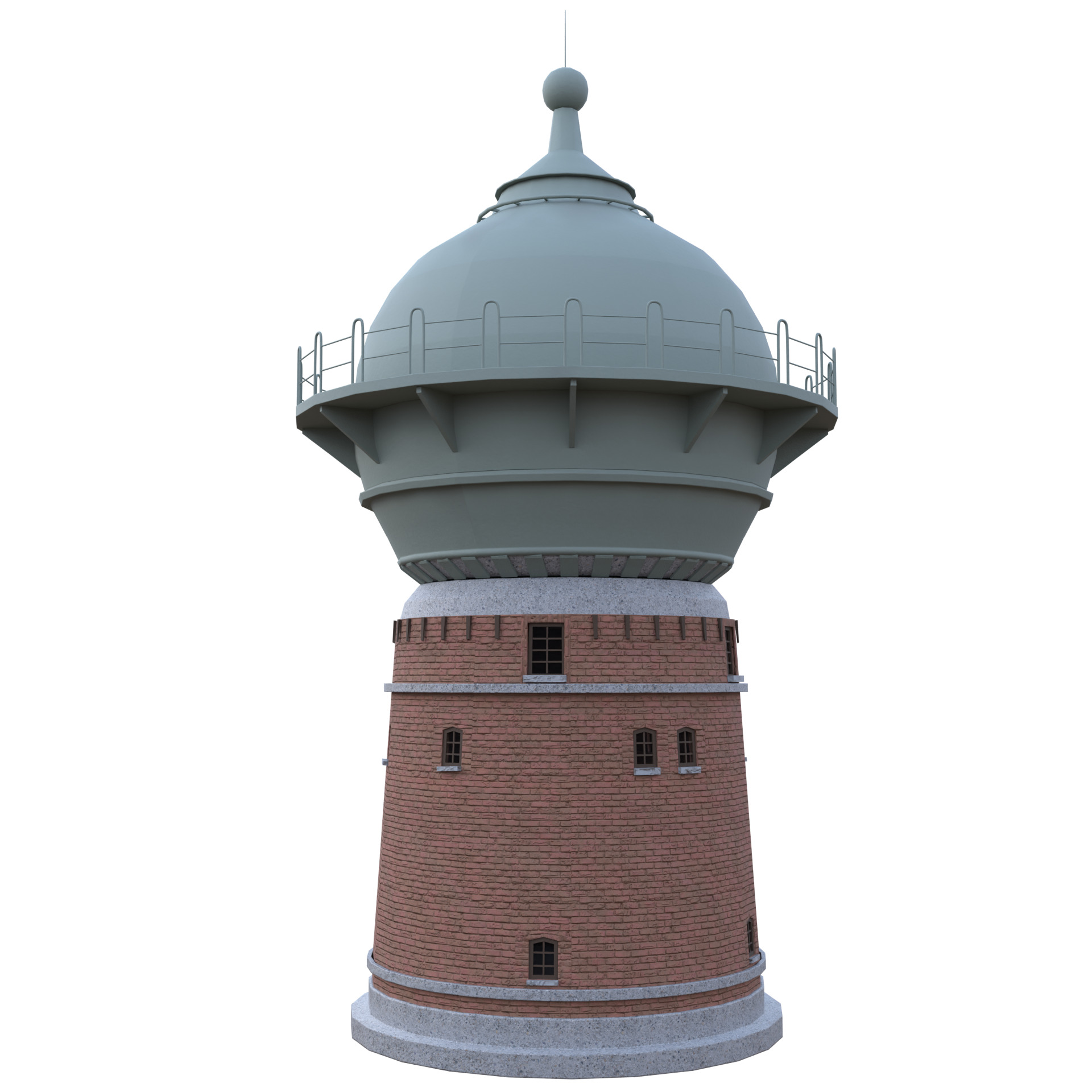 Water Tower Low-poly 3D model_4