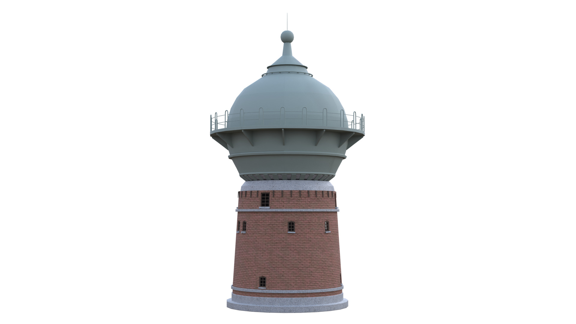 Water Tower Low-poly 3D model_12