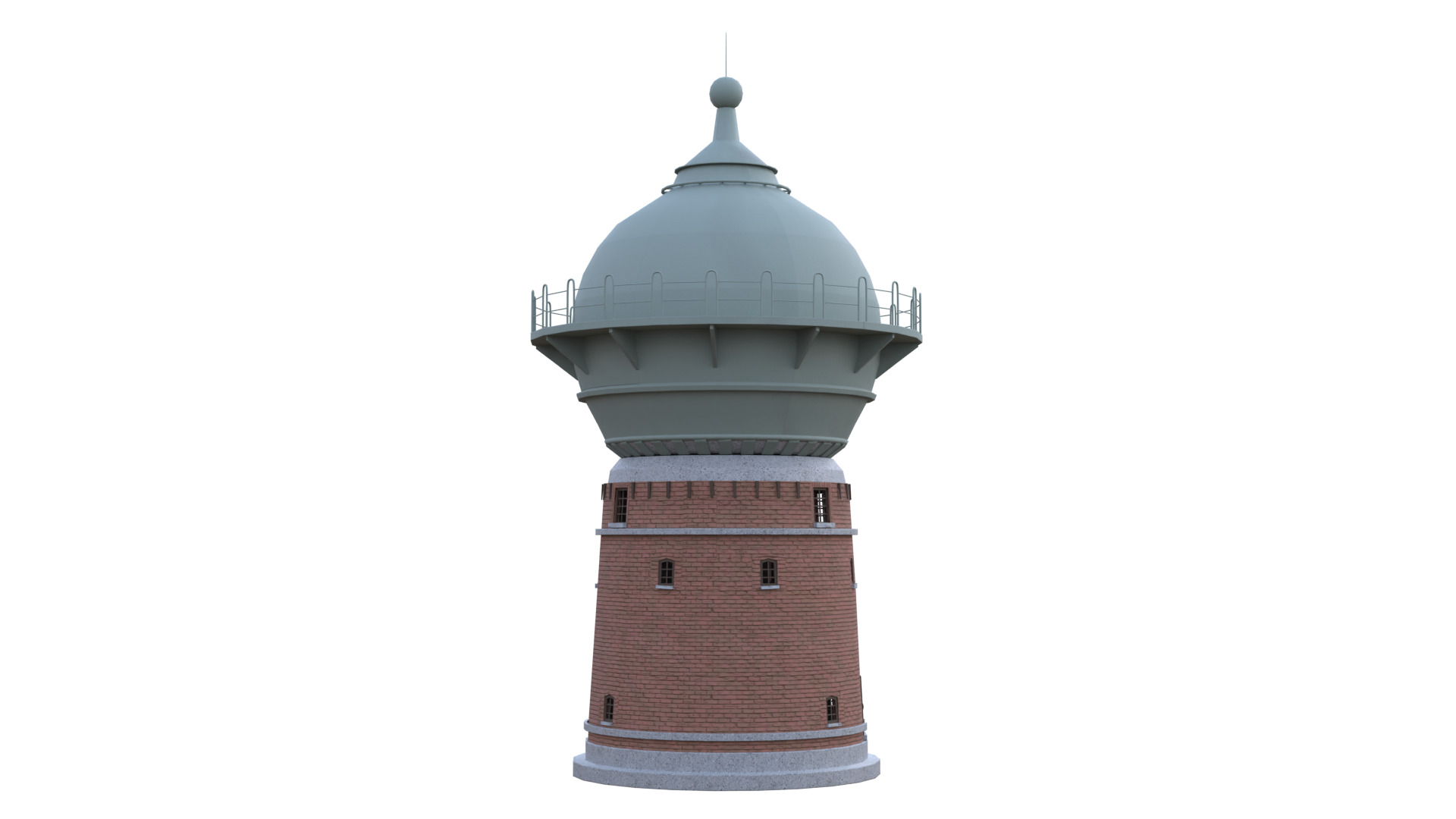 Water Tower Low-poly 3D model_9