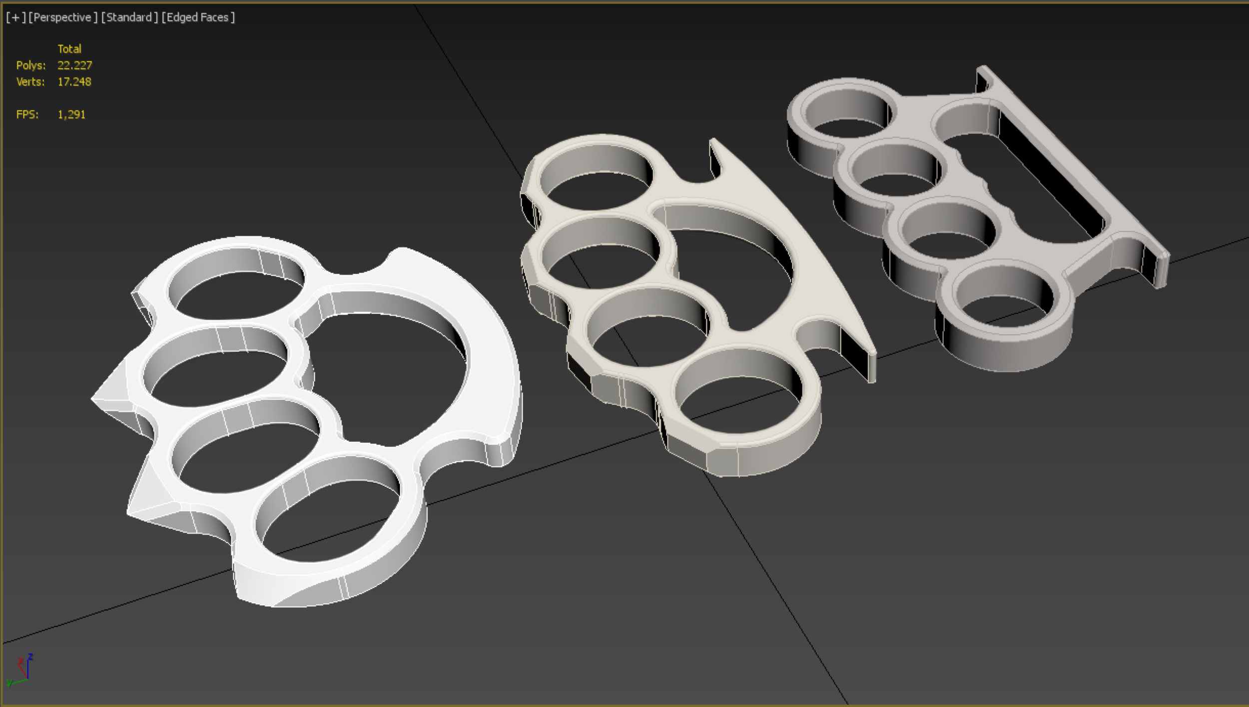 HAND BRASS KNUCKLES KNUCKLE DUSTER SELF DEFENSE FIST LOAD GRIP 3D model_25