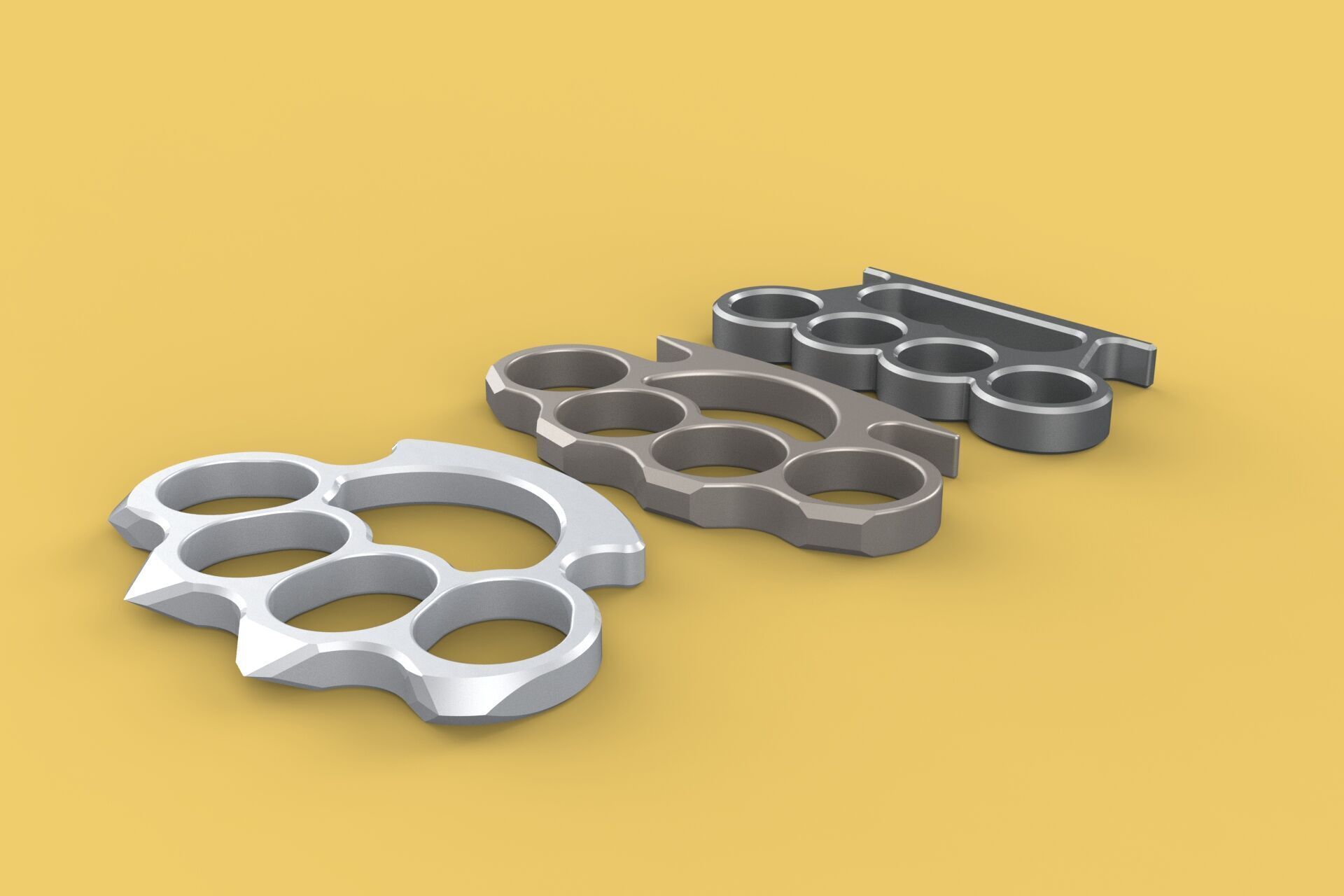 HAND BRASS KNUCKLES KNUCKLE DUSTER SELF DEFENSE FIST LOAD GRIP 3D model_7