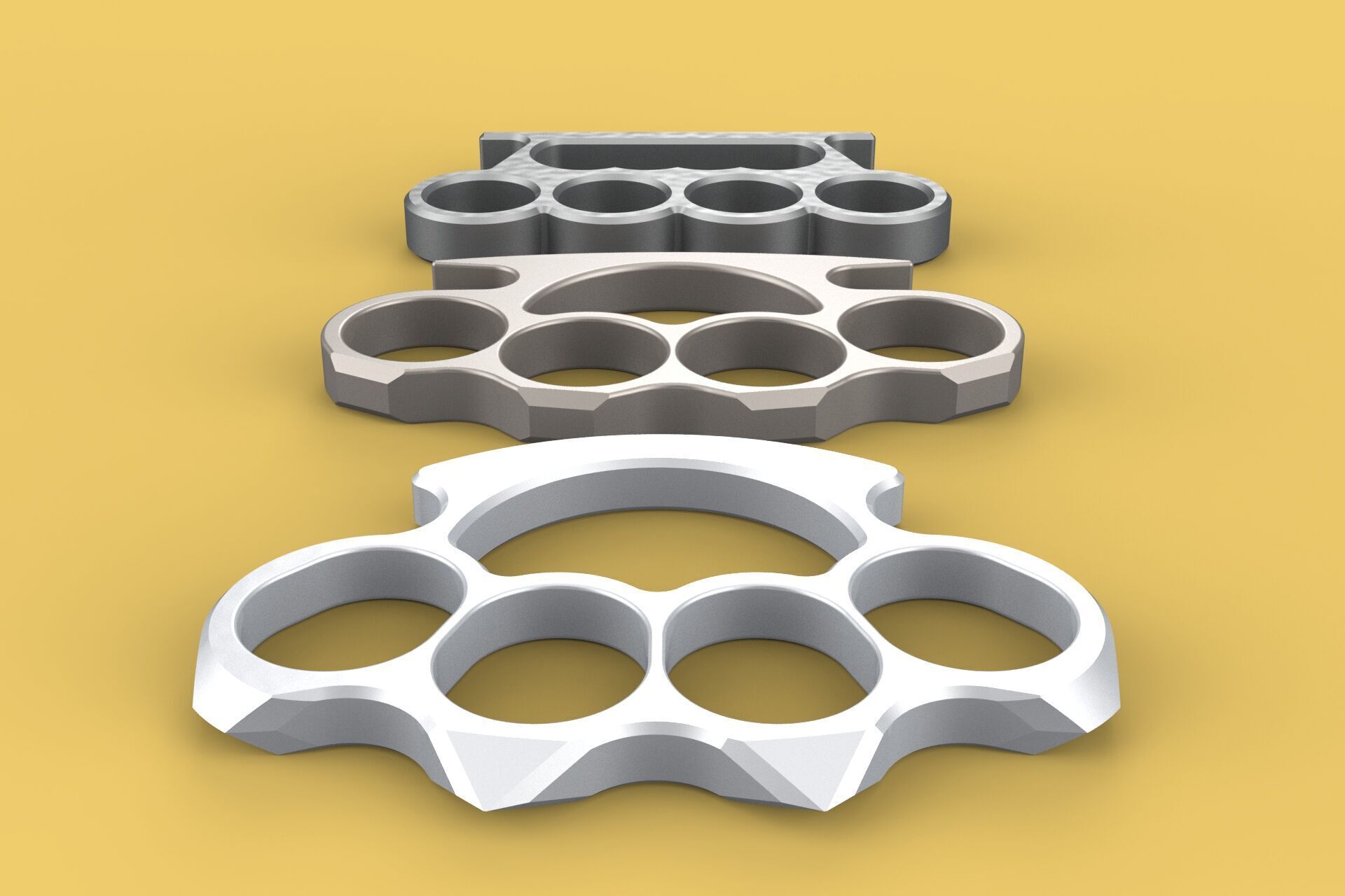 HAND BRASS KNUCKLES KNUCKLE DUSTER SELF DEFENSE FIST LOAD GRIP 3D model_22