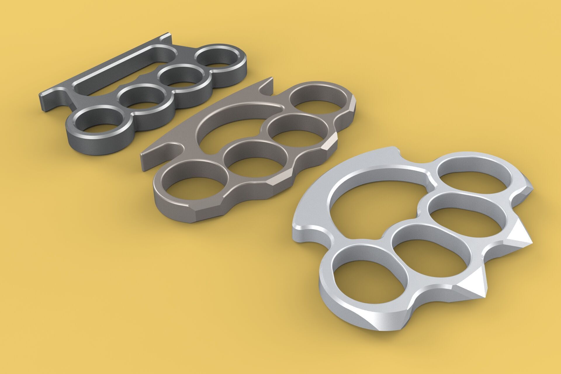 HAND BRASS KNUCKLES KNUCKLE DUSTER SELF DEFENSE FIST LOAD GRIP 3D model_2
