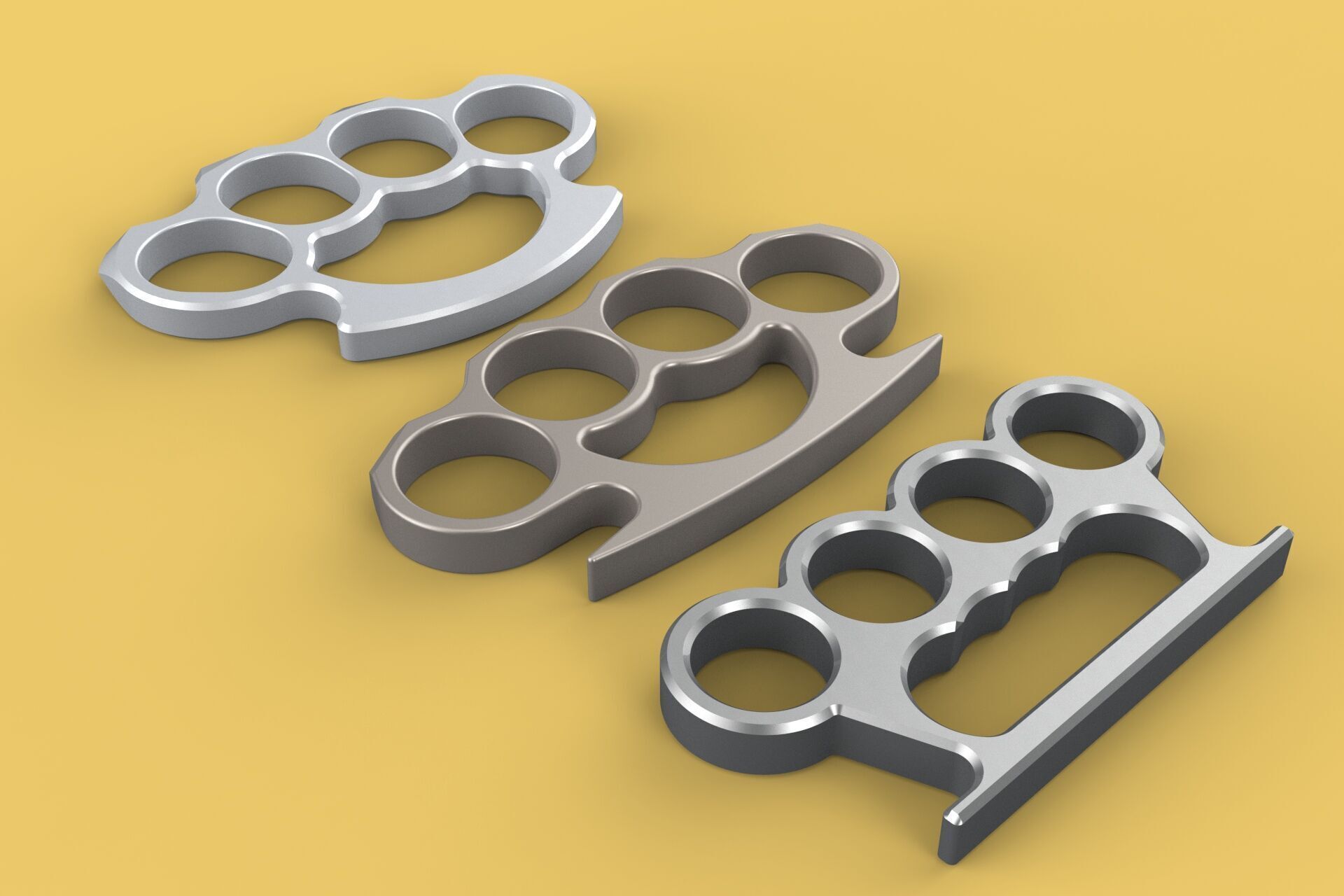 HAND BRASS KNUCKLES KNUCKLE DUSTER SELF DEFENSE FIST LOAD GRIP 3D model_4