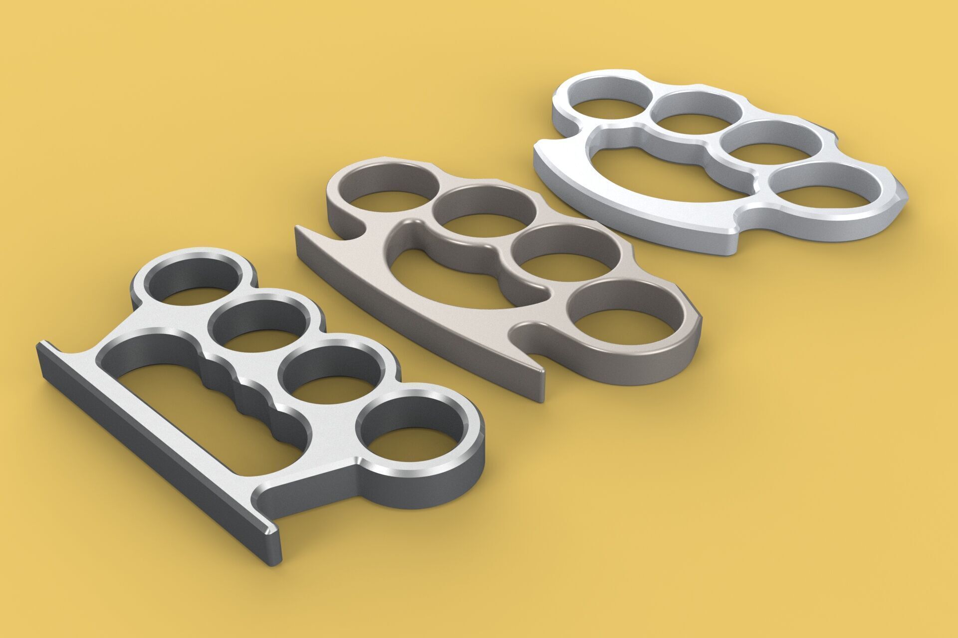 HAND BRASS KNUCKLES KNUCKLE DUSTER SELF DEFENSE FIST LOAD GRIP 3D model_1