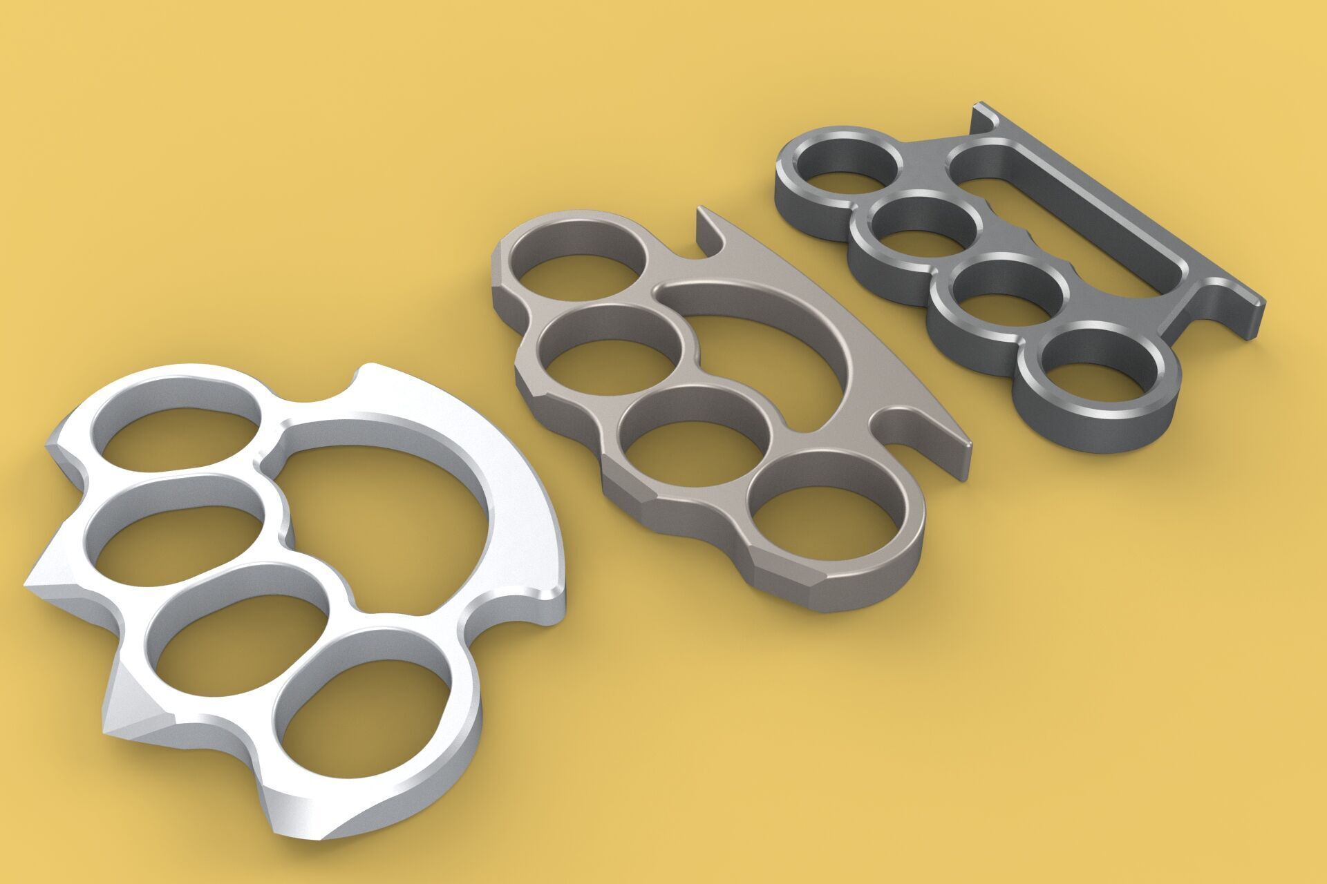 HAND BRASS KNUCKLES KNUCKLE DUSTER SELF DEFENSE FIST LOAD GRIP 3D model_14