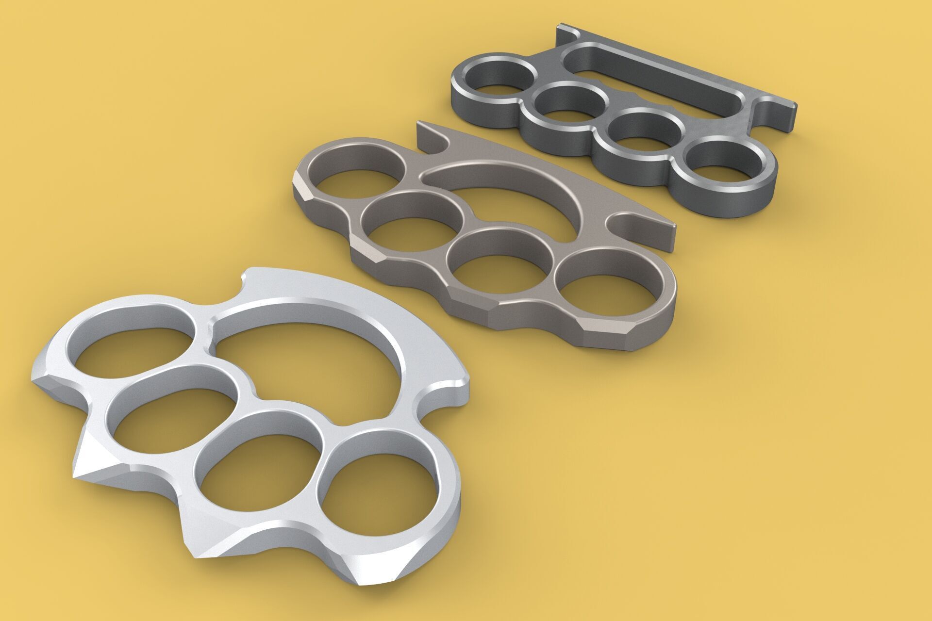 HAND BRASS KNUCKLES KNUCKLE DUSTER SELF DEFENSE FIST LOAD GRIP 3D model_3
