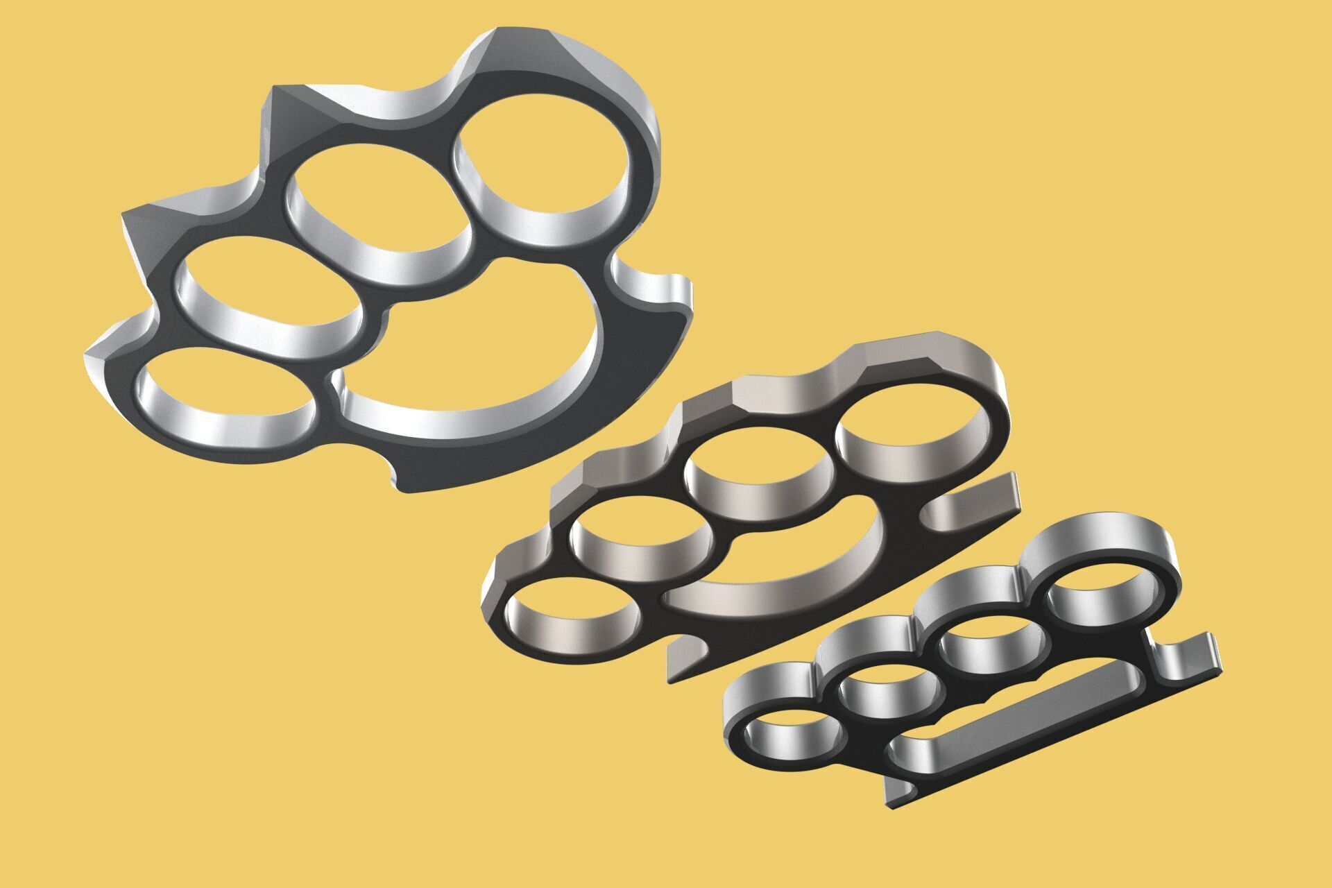 HAND BRASS KNUCKLES KNUCKLE DUSTER SELF DEFENSE FIST LOAD GRIP 3D model_12