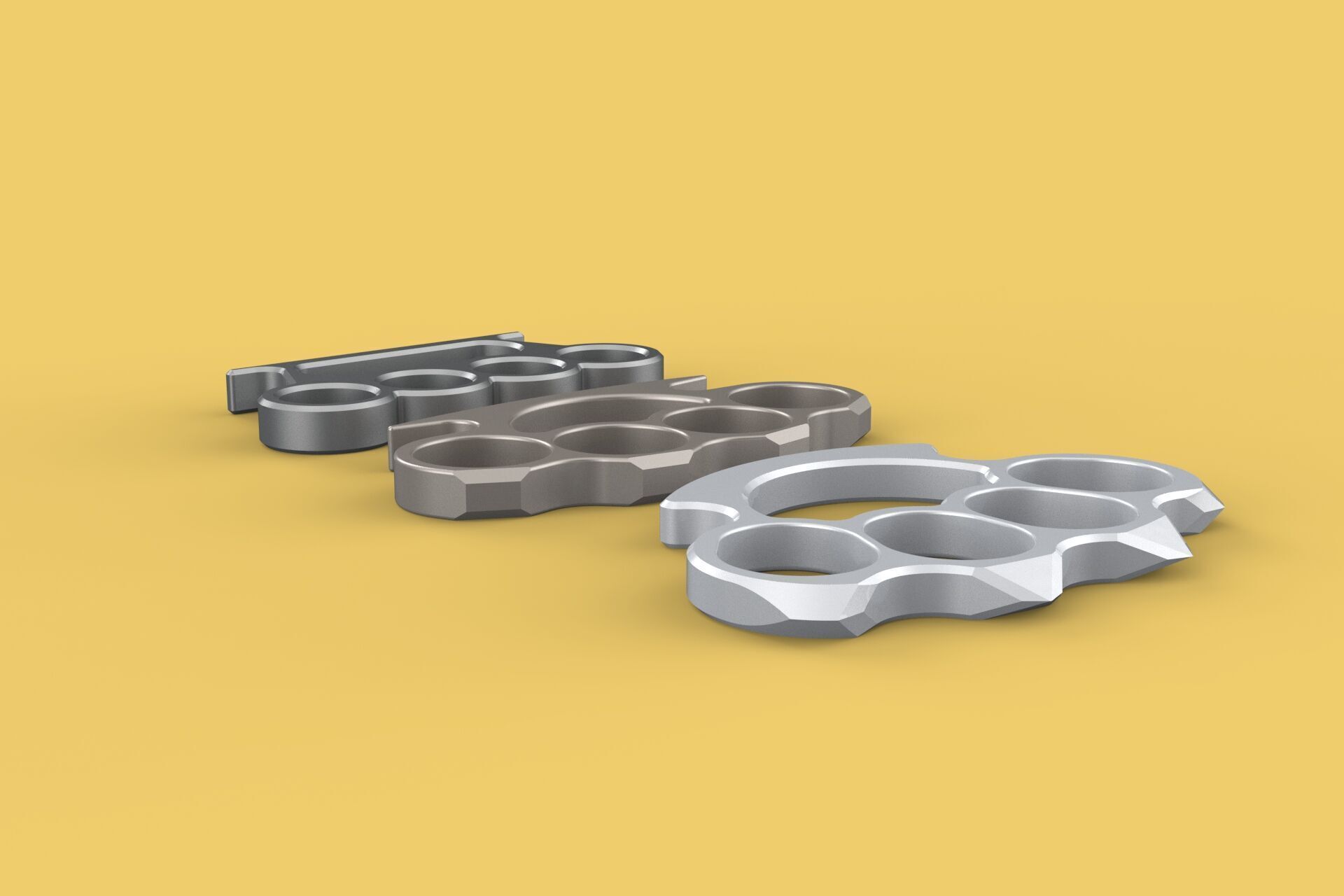 HAND BRASS KNUCKLES KNUCKLE DUSTER SELF DEFENSE FIST LOAD GRIP 3D model_6