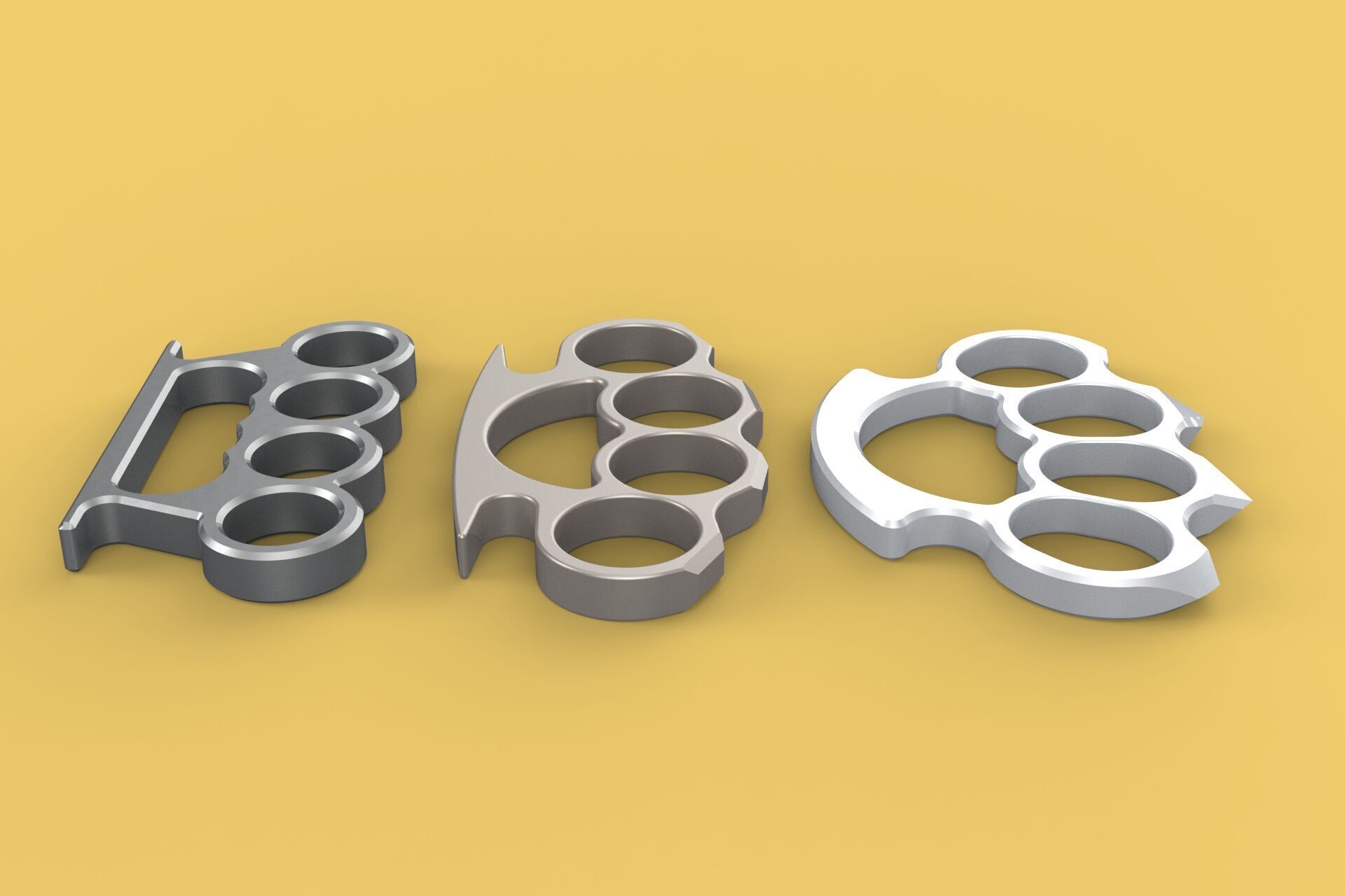 HAND BRASS KNUCKLES KNUCKLE DUSTER SELF DEFENSE FIST LOAD GRIP 3D model_18