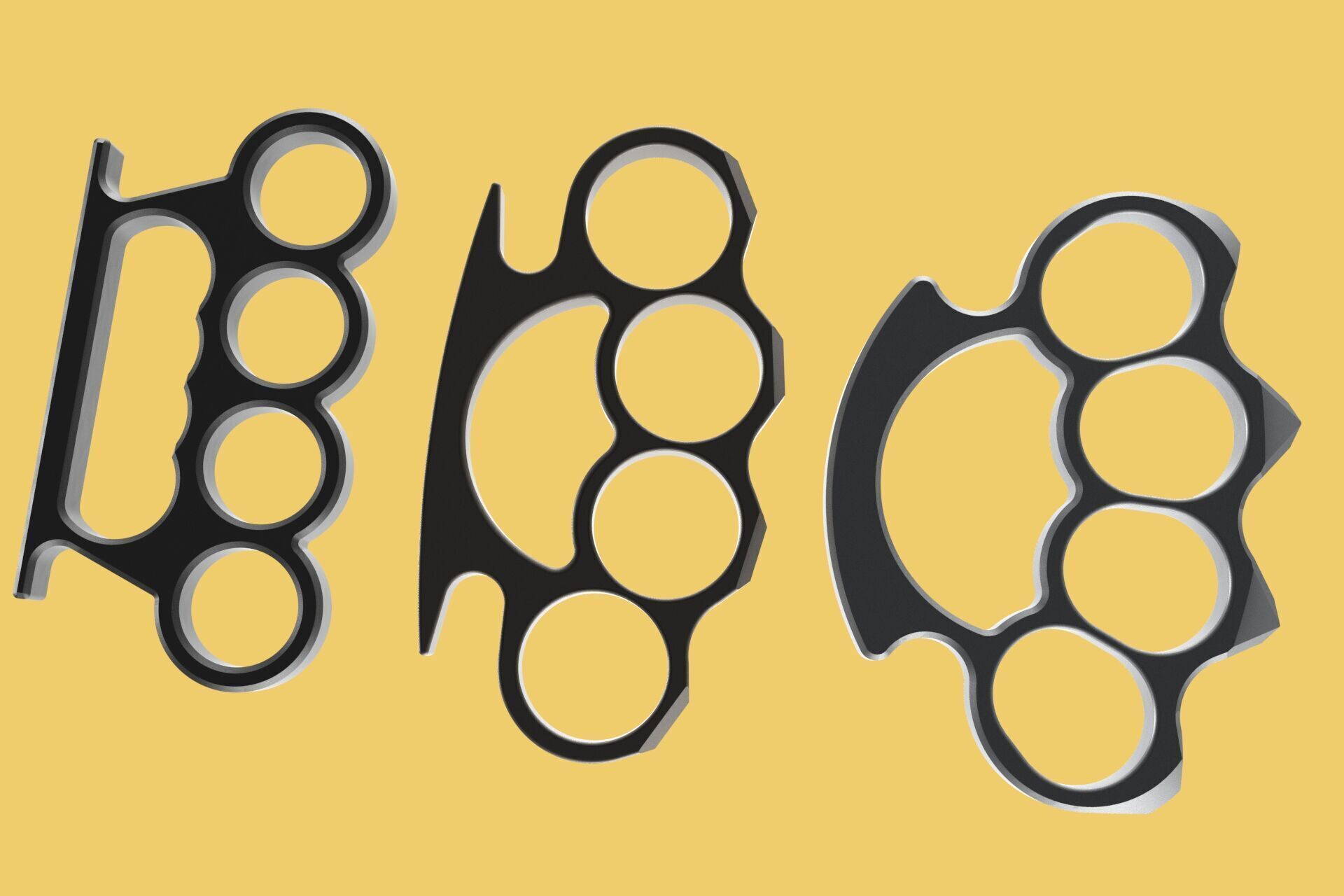 HAND BRASS KNUCKLES KNUCKLE DUSTER SELF DEFENSE FIST LOAD GRIP 3D model_24