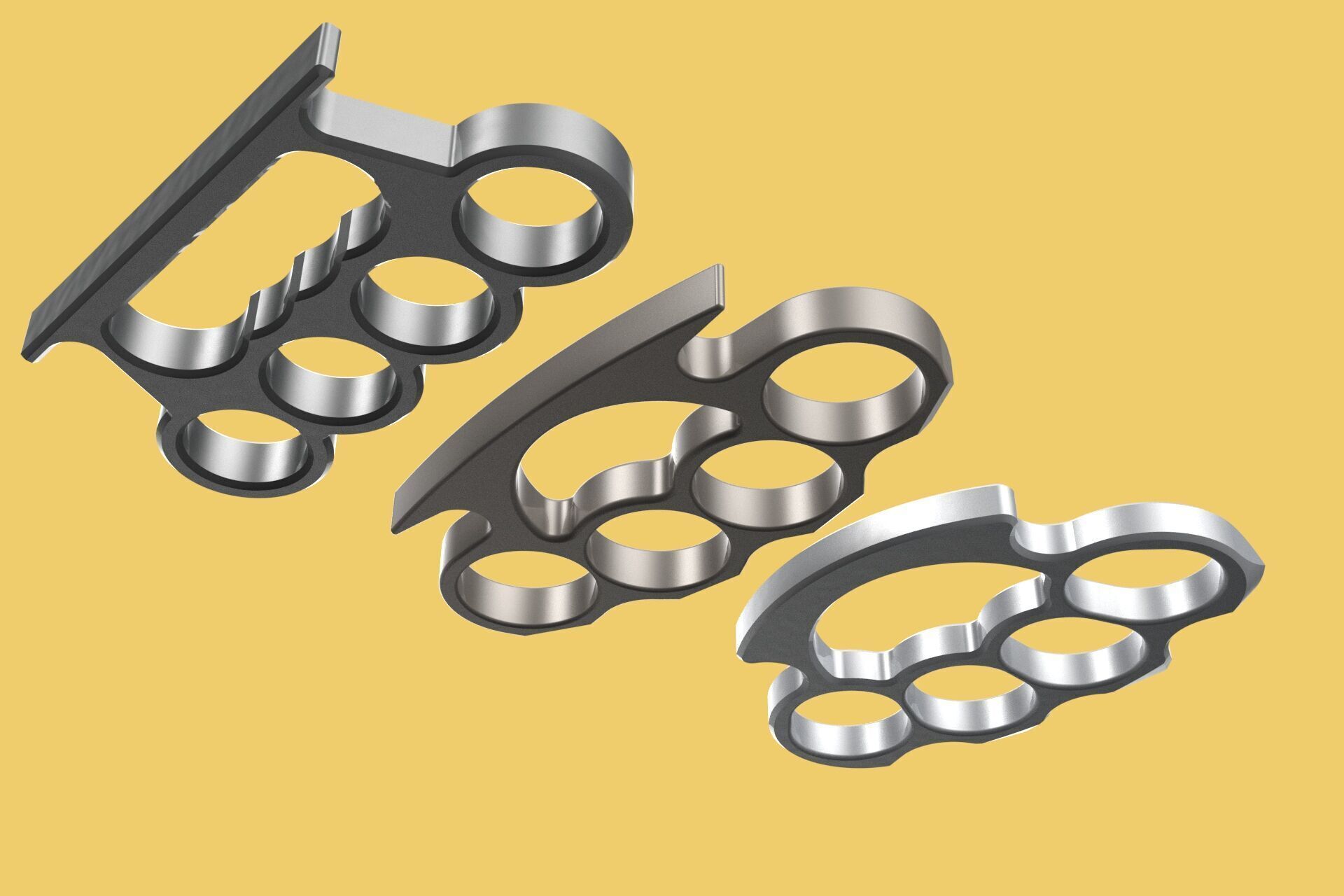 HAND BRASS KNUCKLES KNUCKLE DUSTER SELF DEFENSE FIST LOAD GRIP 3D model_9