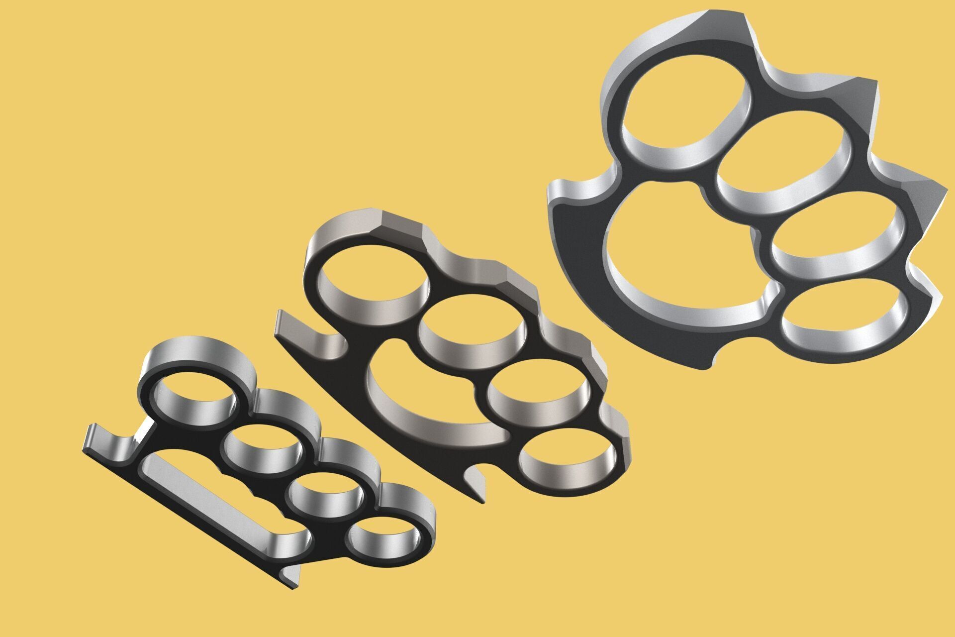 HAND BRASS KNUCKLES KNUCKLE DUSTER SELF DEFENSE FIST LOAD GRIP 3D model_10