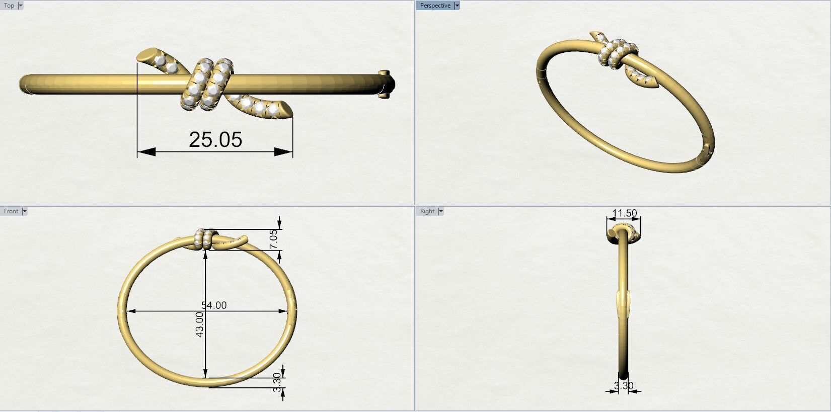 Tiffany Knot Bangle 3D print model_7