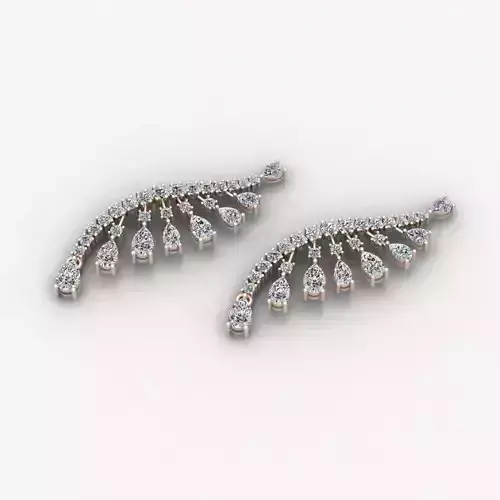 wing earrings with pear stons