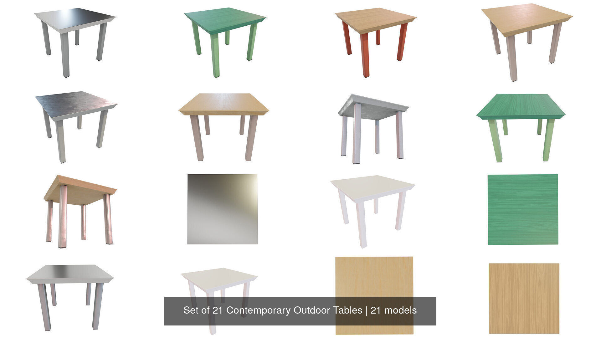 Set of 21 Contemporary Outdoor Tables 3D Model Collection_23