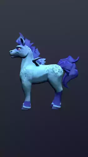 Stylized Cartoon Horse Low-poly 3D model