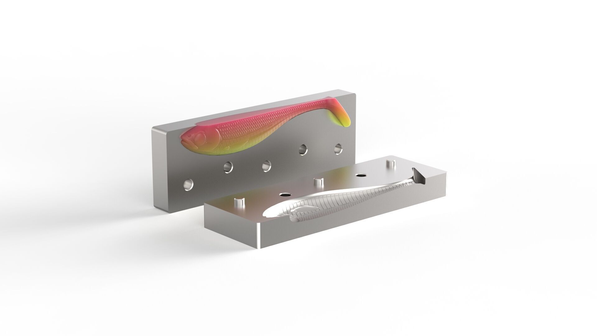 Open pour mold for soft fishing lure 130mm 3D model 3D printable | CGTrader Open pour mold for soft fishing lure 130mm 3D model 3D printable | CGTrader