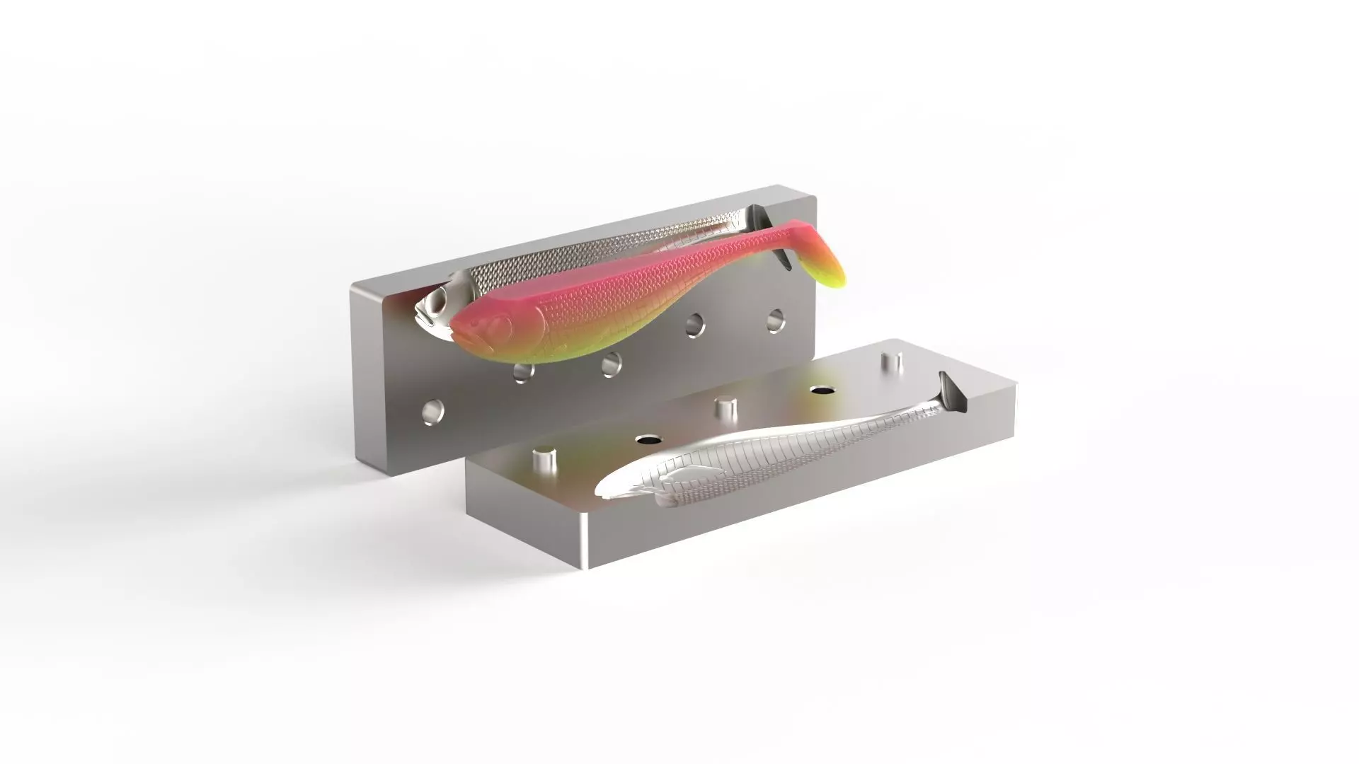 Open pour mold for soft fishing lure 130mm 3D print model